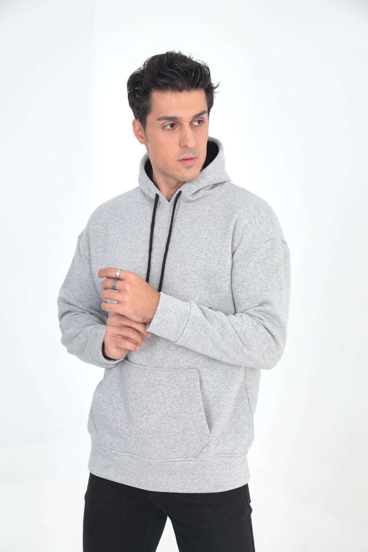 Erkek Oversize Kanguru Cep Sweatshirt