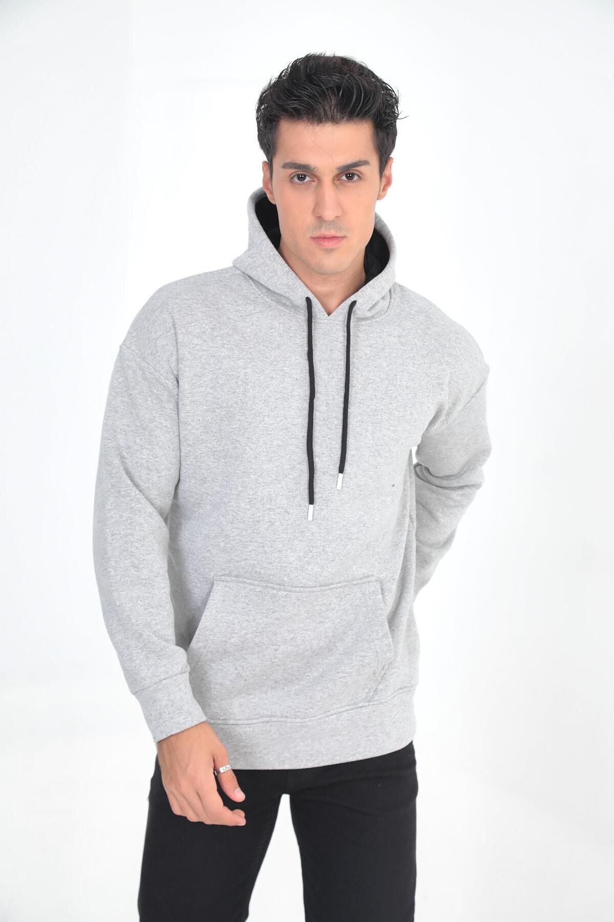 Erkek Oversize Kanguru Cep Sweatshirt