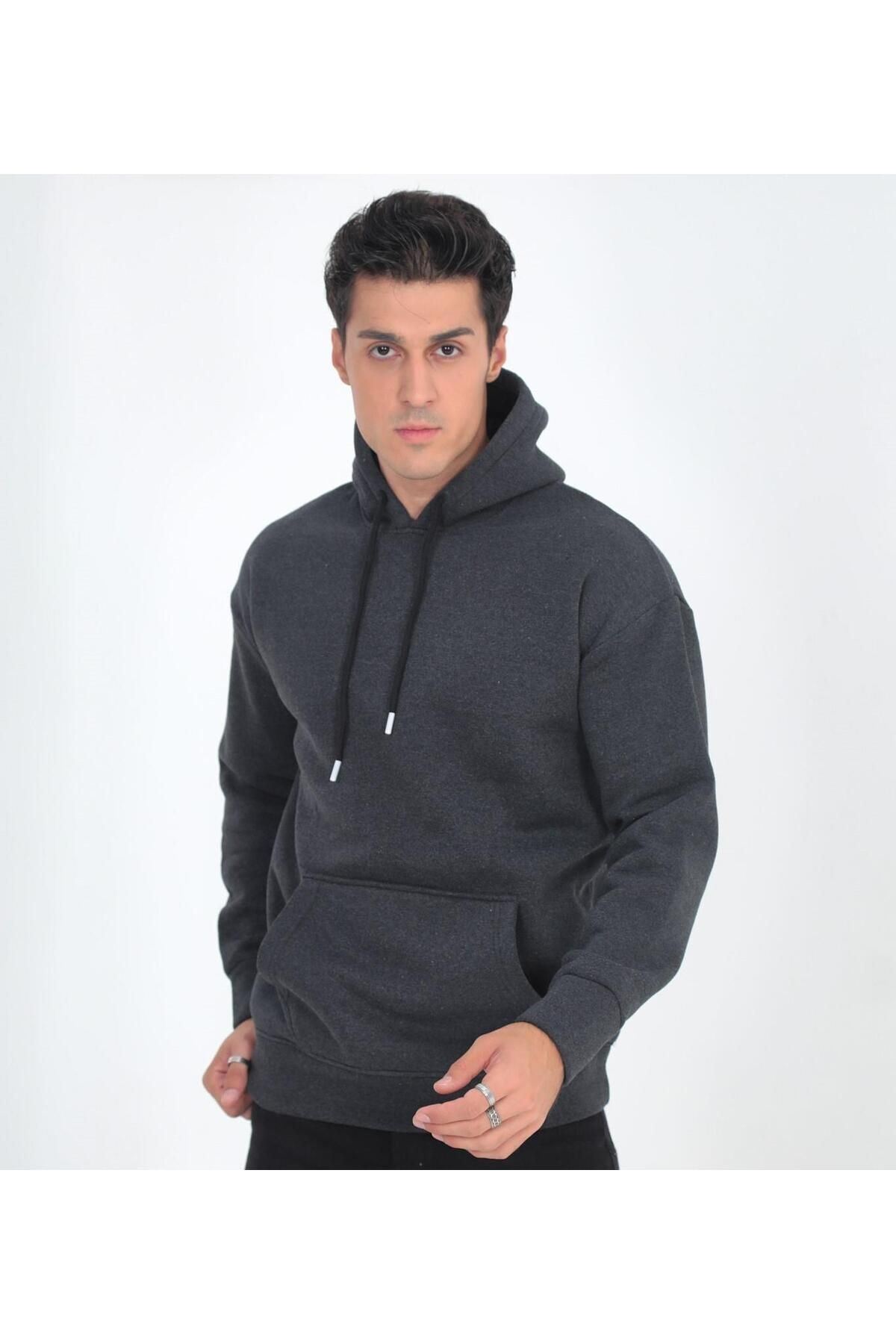 Erkek Oversize Kanguru Cep Sweatshirt