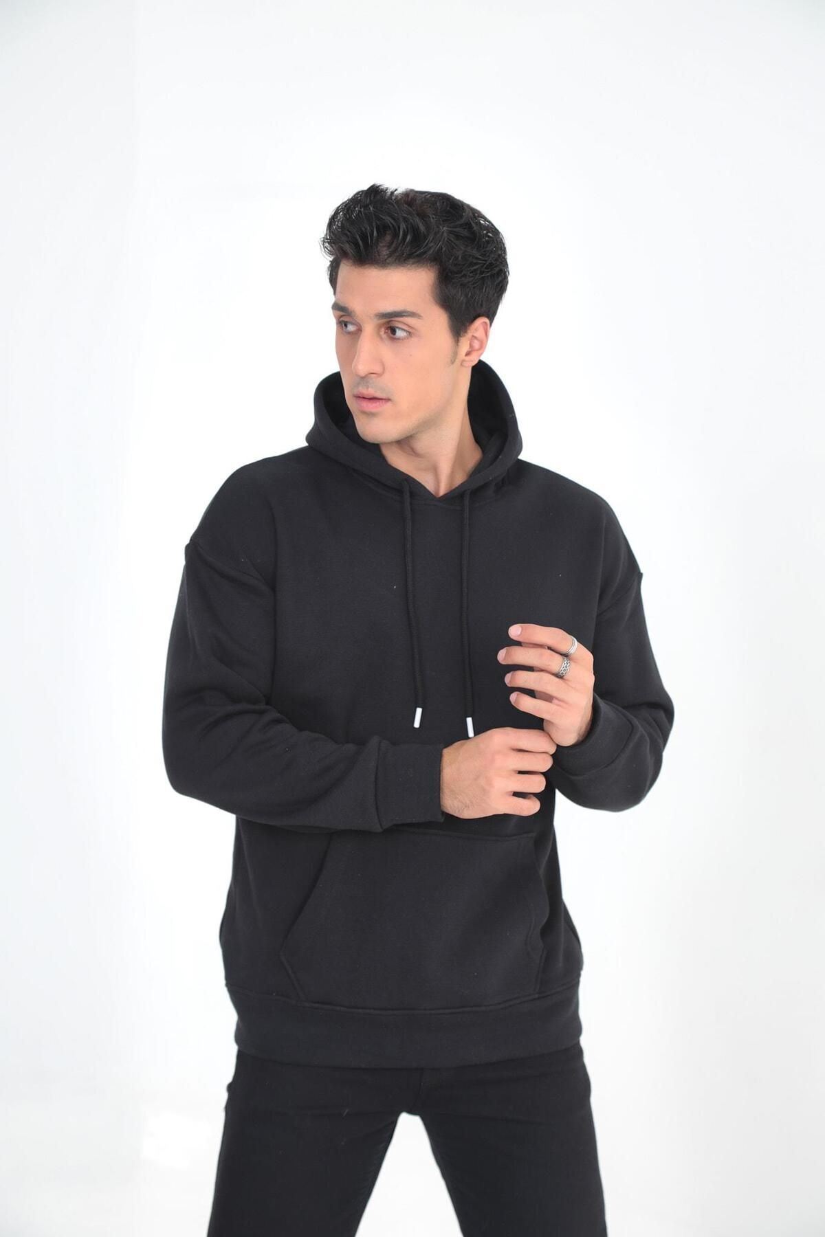 Erkek Oversize Kanguru Cep Sweatshirt