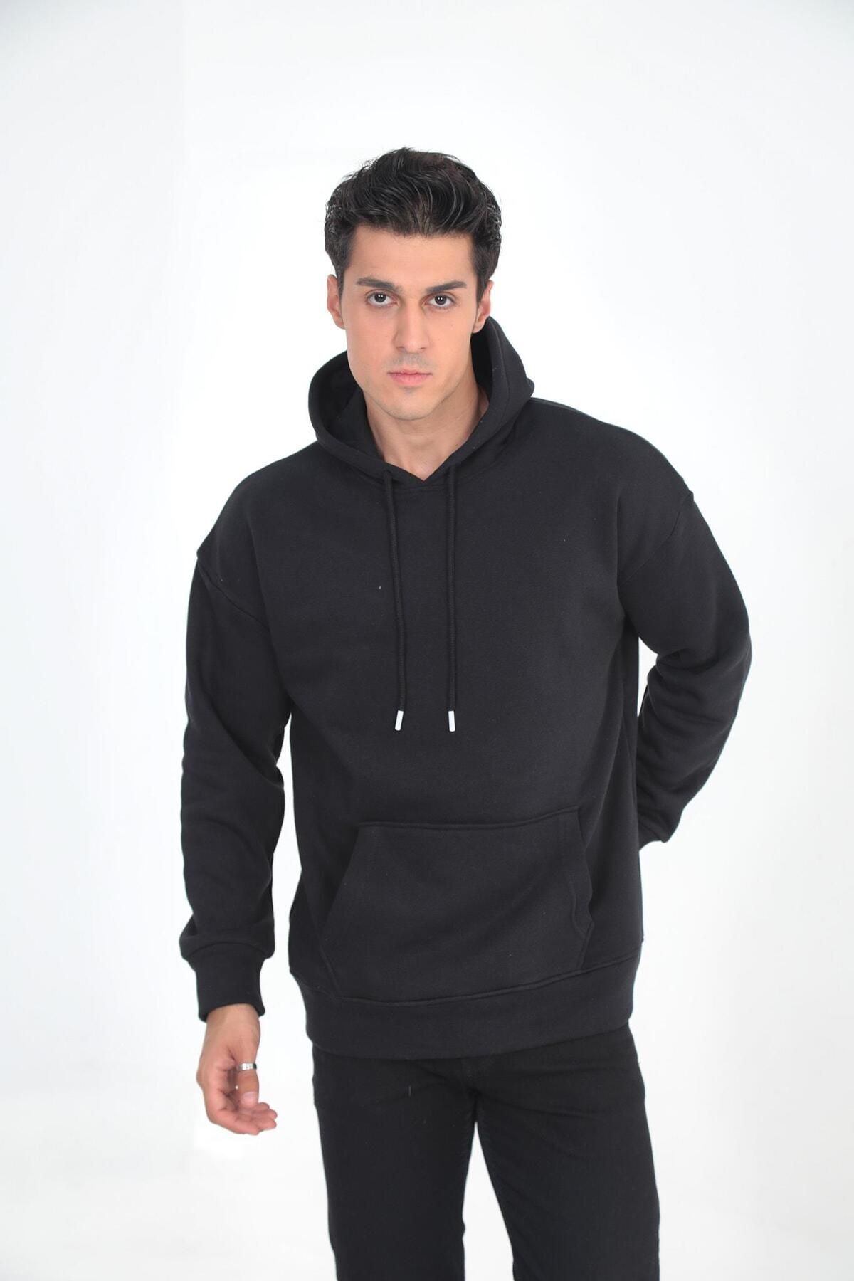 Erkek Oversize Kanguru Cep Sweatshirt
