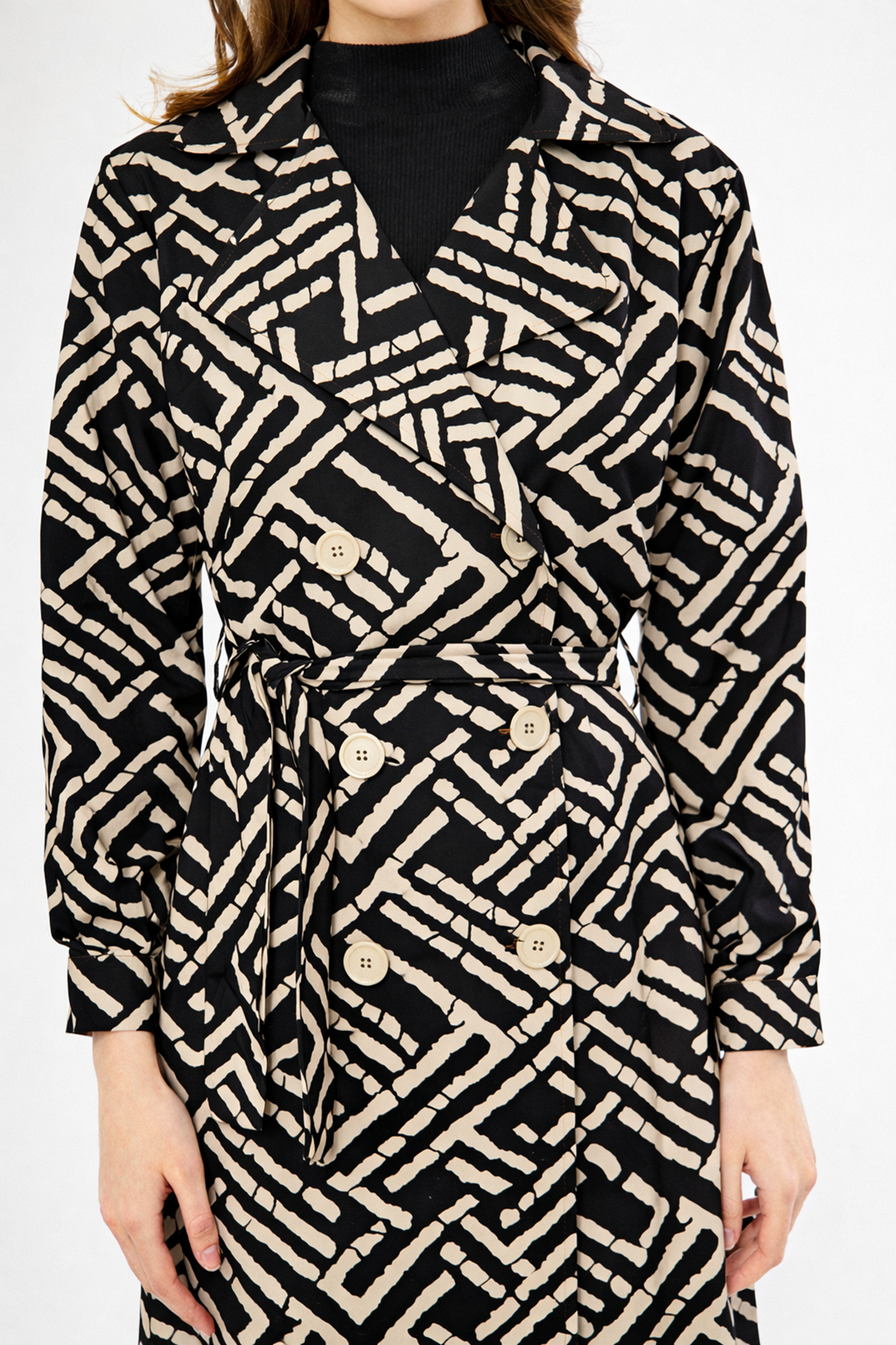 Astarsız Cepli Düğmeli Kuşaklı Yazlık Trenç