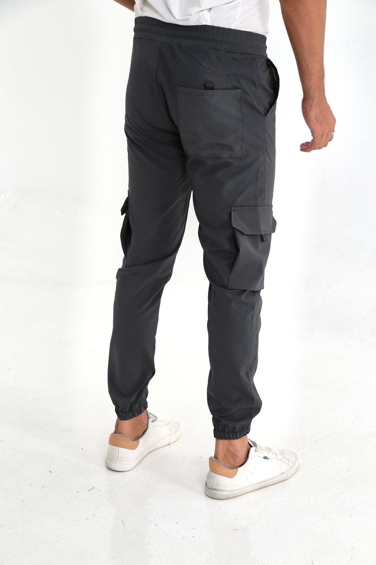 Erkek Paraşüt Kumaş Tarz Cepli Paça Ve Bel Lastikli Jogger Spor Pantolon