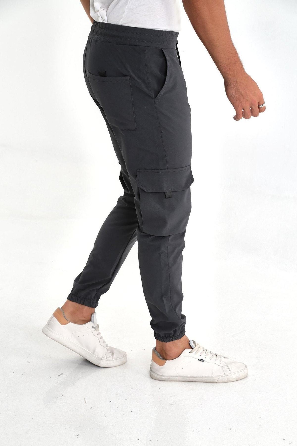 Erkek Paraşüt Kumaş Tarz Cepli Paça Ve Bel Lastikli Jogger Spor Pantolon