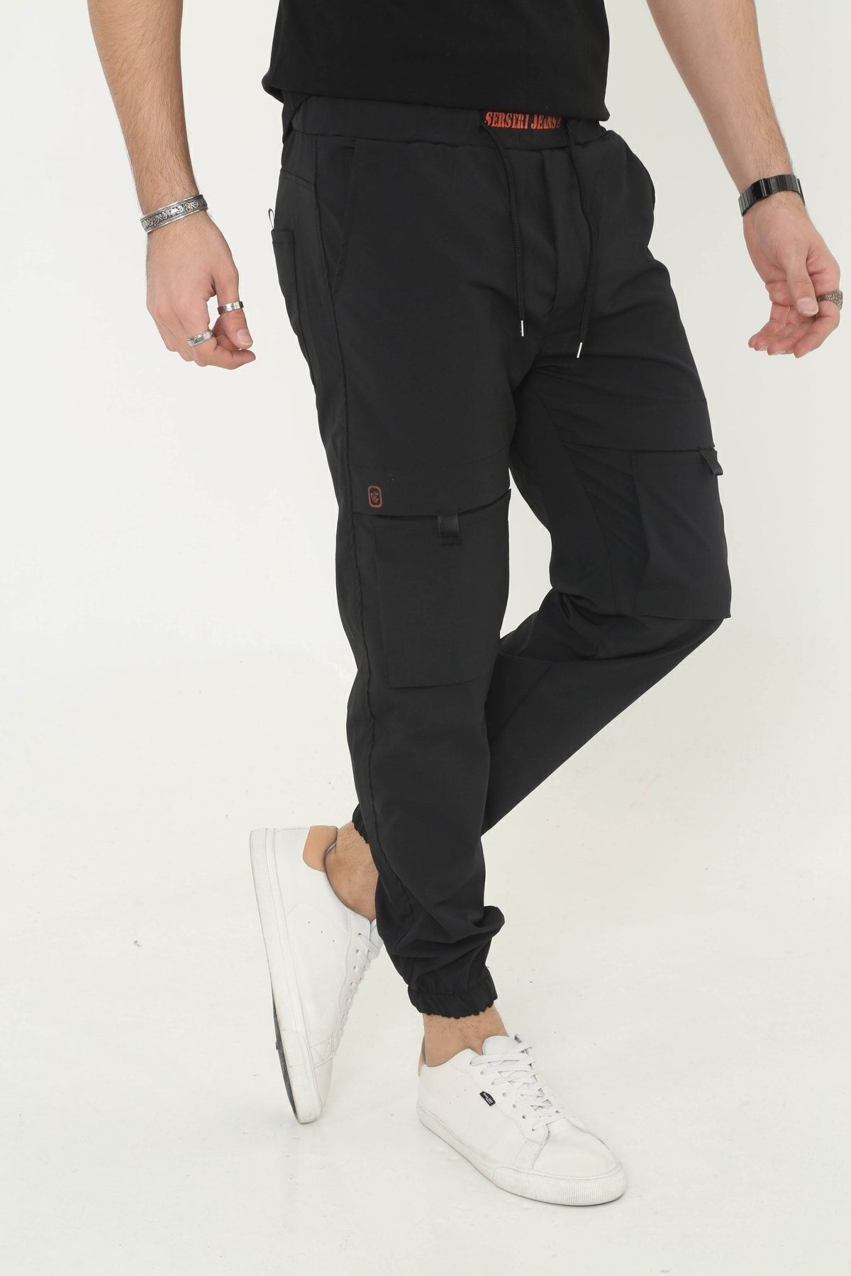 Erkek Paraşüt Kumaş Tarz Cepli Paça Ve Bel Lastikli Jogger Spor Pantolon