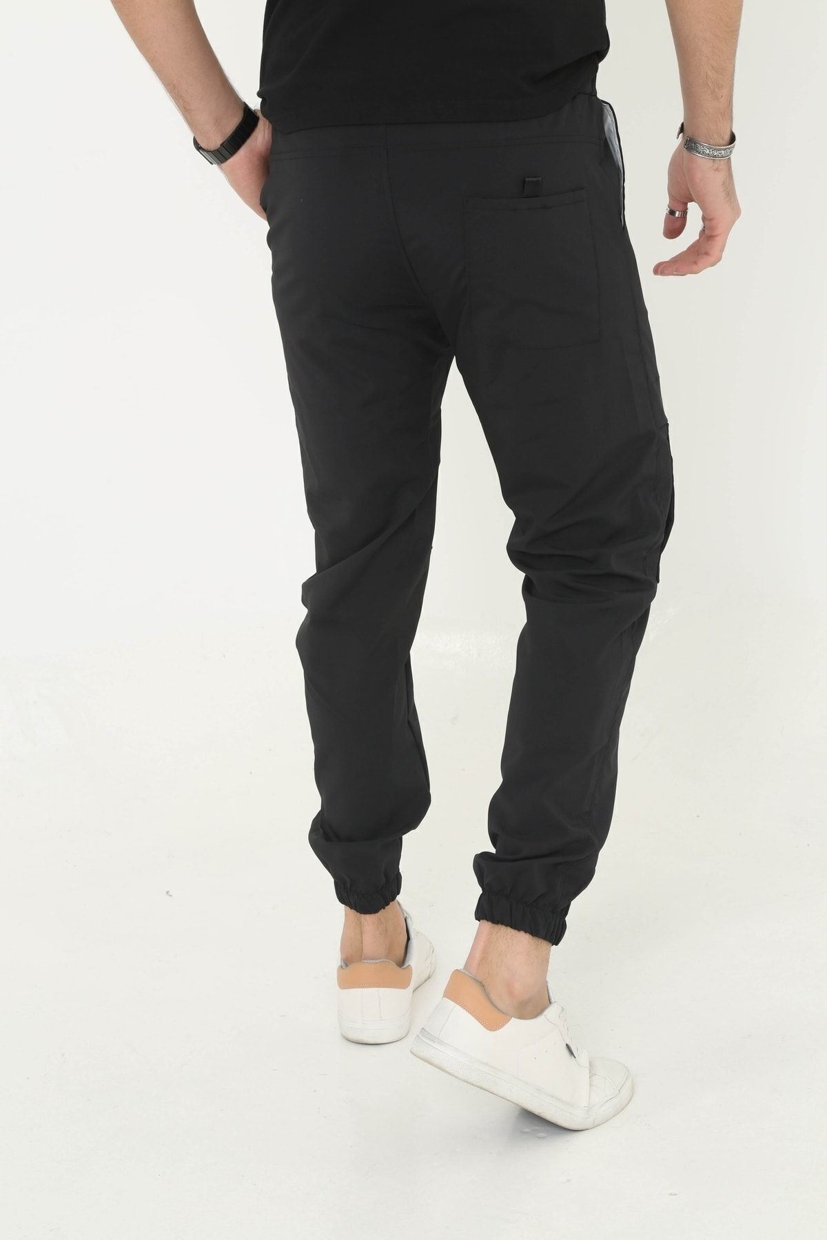 Erkek Paraşüt Kumaş Tarz Cepli Paça Ve Bel Lastikli Jogger Spor Pantolon