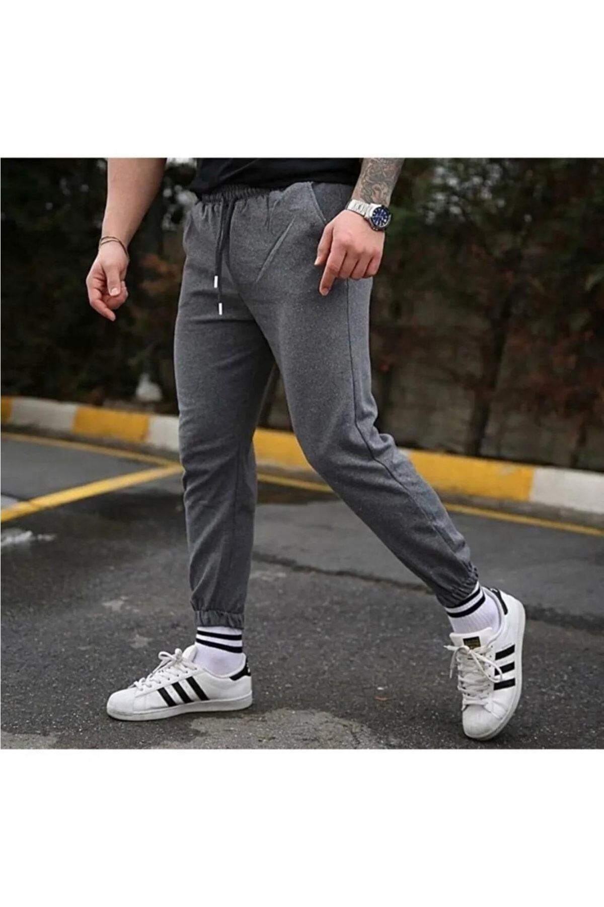 Unisex Antrasit Paça Lastikli Eşofman