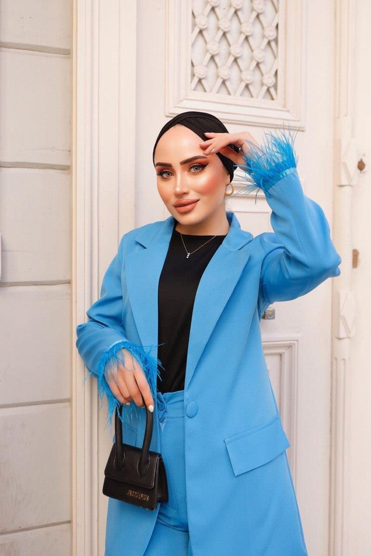 Kadın Manşet Püsküllü Ceket Pantolon Takım