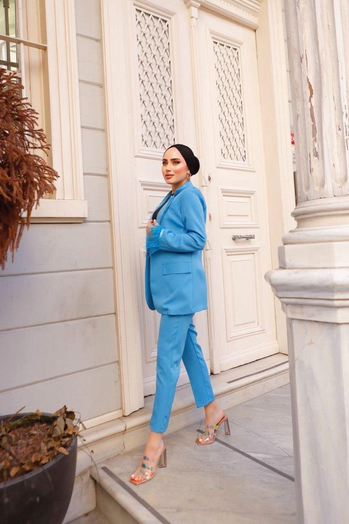 Kadın Manşet Püsküllü Ceket Pantolon Takım