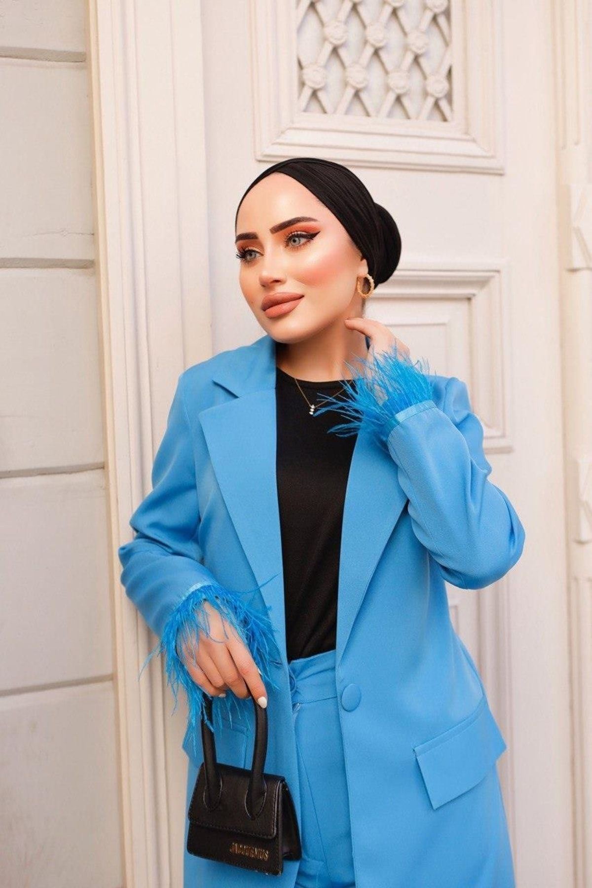 Kadın Manşet Püsküllü Ceket Pantolon Takım