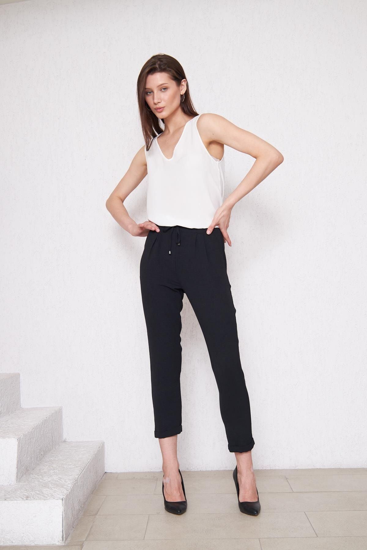 Kadın Aerobin Duble Paça Bel Lastikli Pantolon