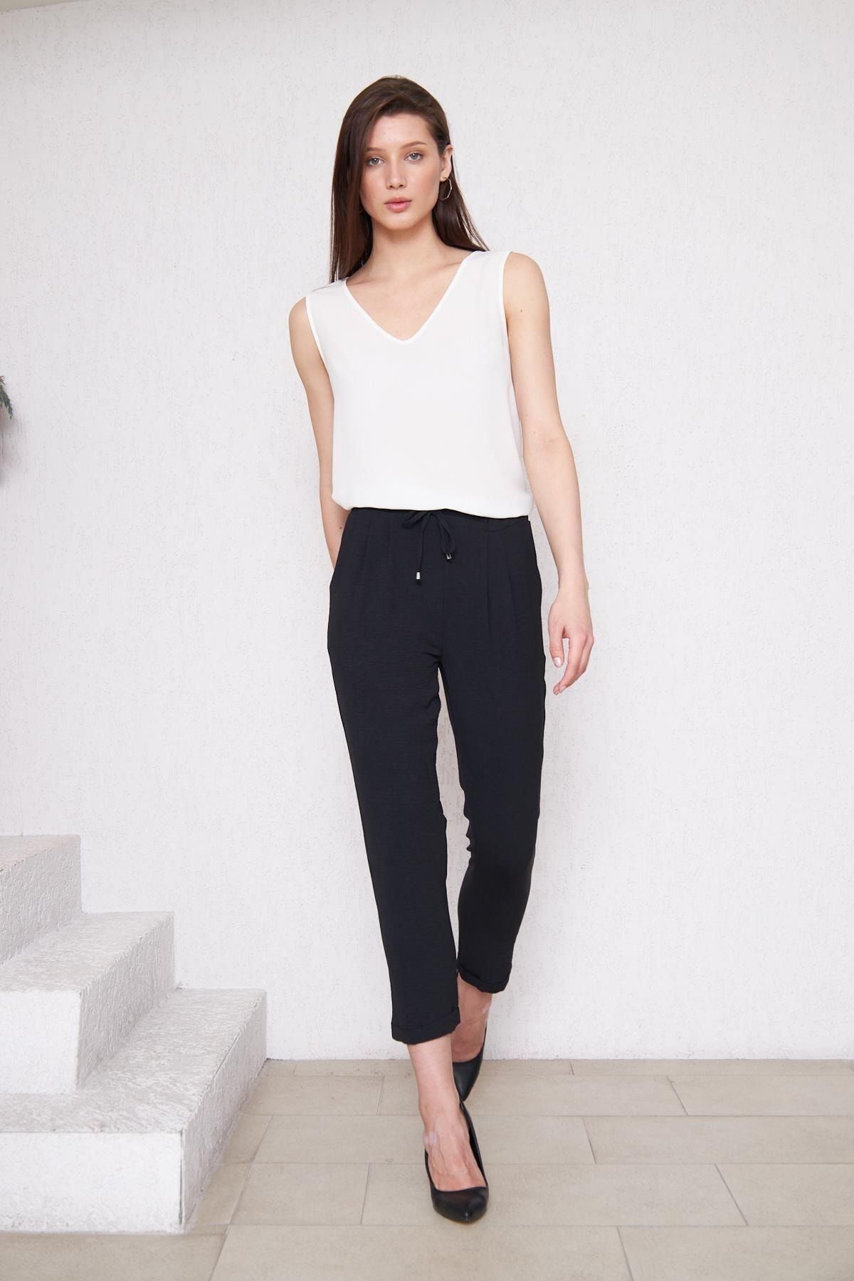 Kadın Aerobin Duble Paça Bel Lastikli Pantolon