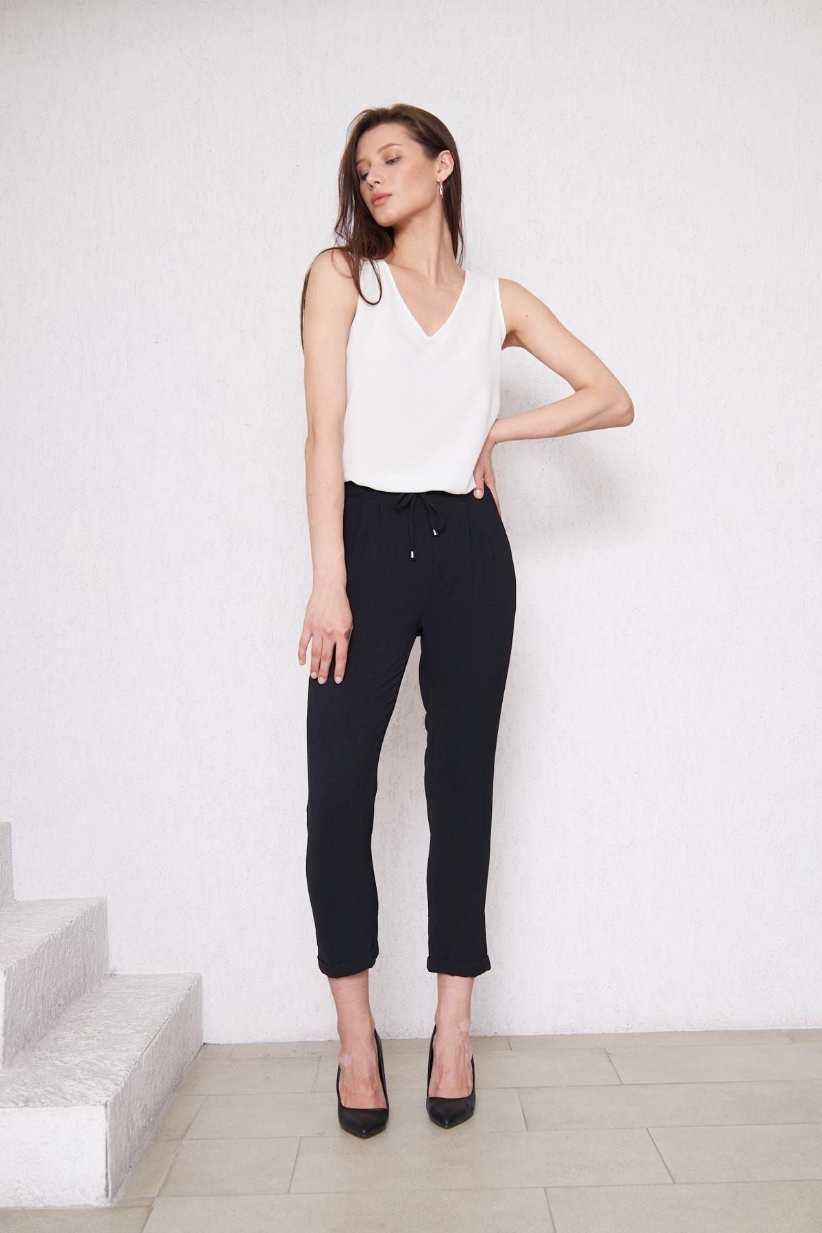 Kadın Aerobin Duble Paça Bel Lastikli Pantolon