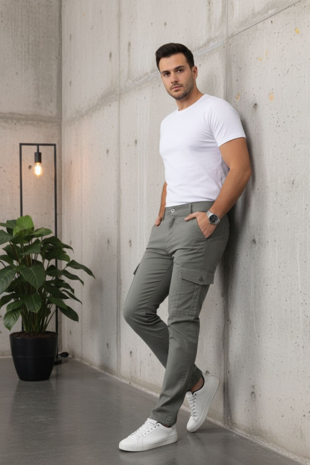 ERKEK KÖRÜKLÜ JOGGER PAÇA LASTİKSİZ PANTOLON