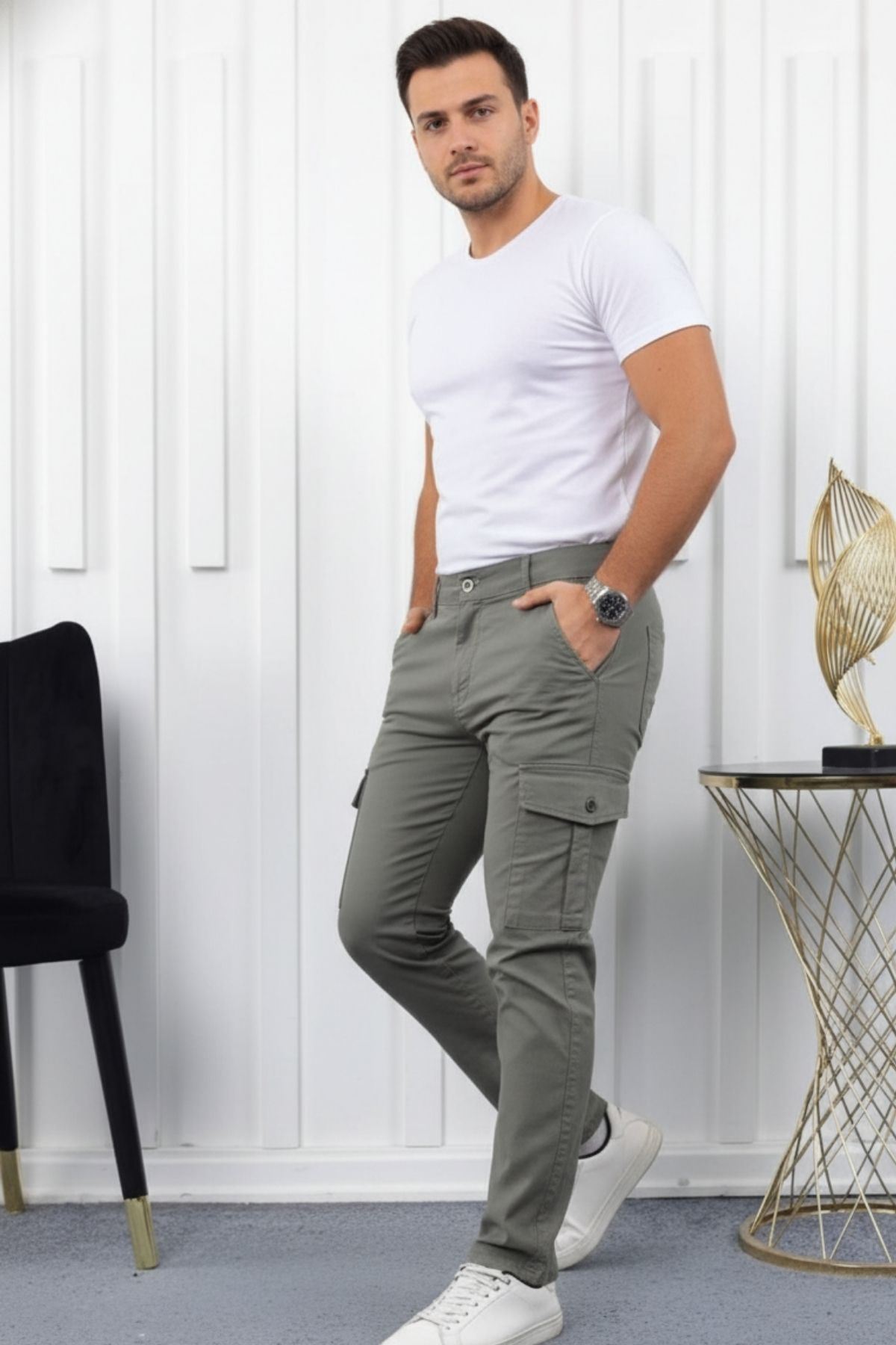 ERKEK KÖRÜKLÜ JOGGER PAÇA LASTİKSİZ PANTOLON