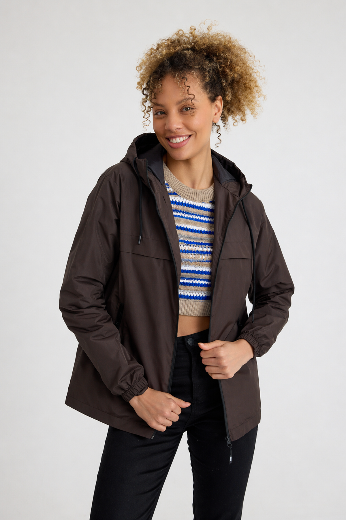 Kadın Içi Astarlı Suya Dayanıklı Kapüşonlu Yağmurluk