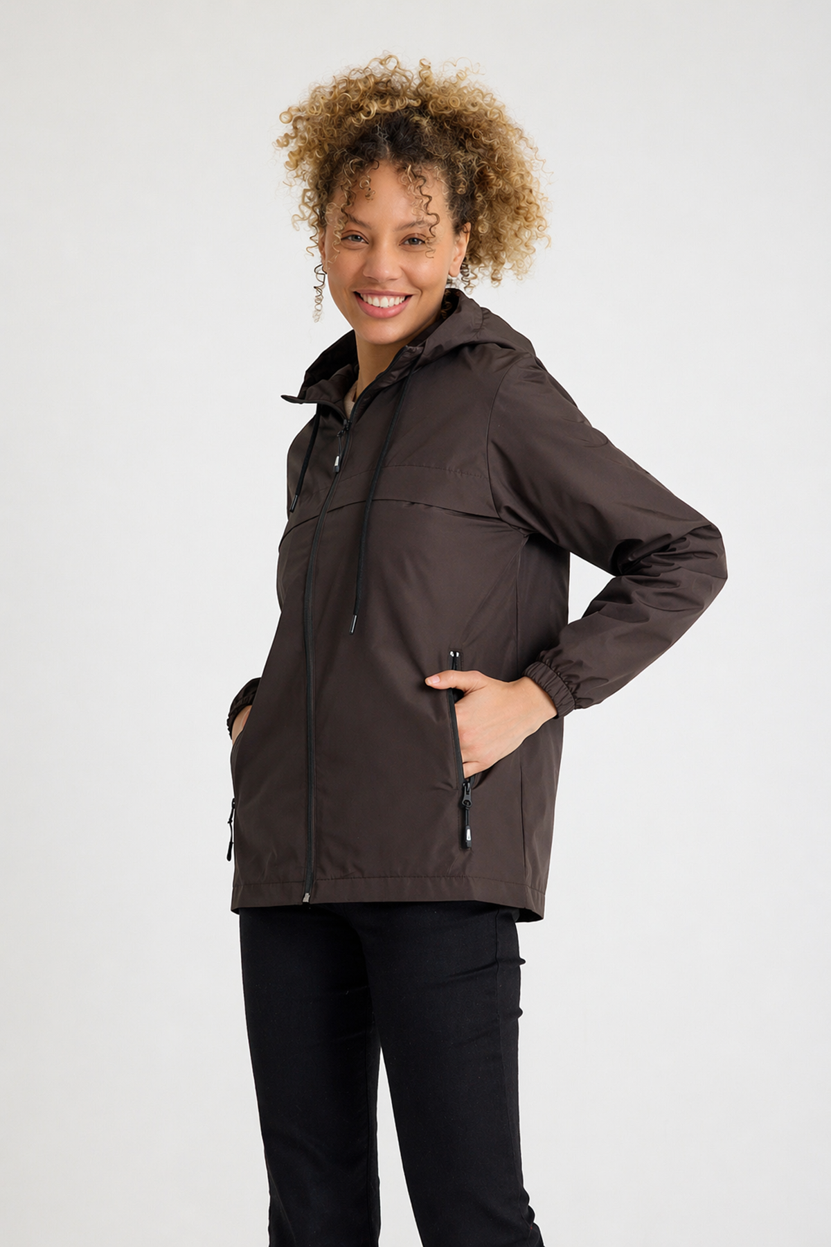 Kadın Içi Astarlı Suya Dayanıklı Kapüşonlu Yağmurluk