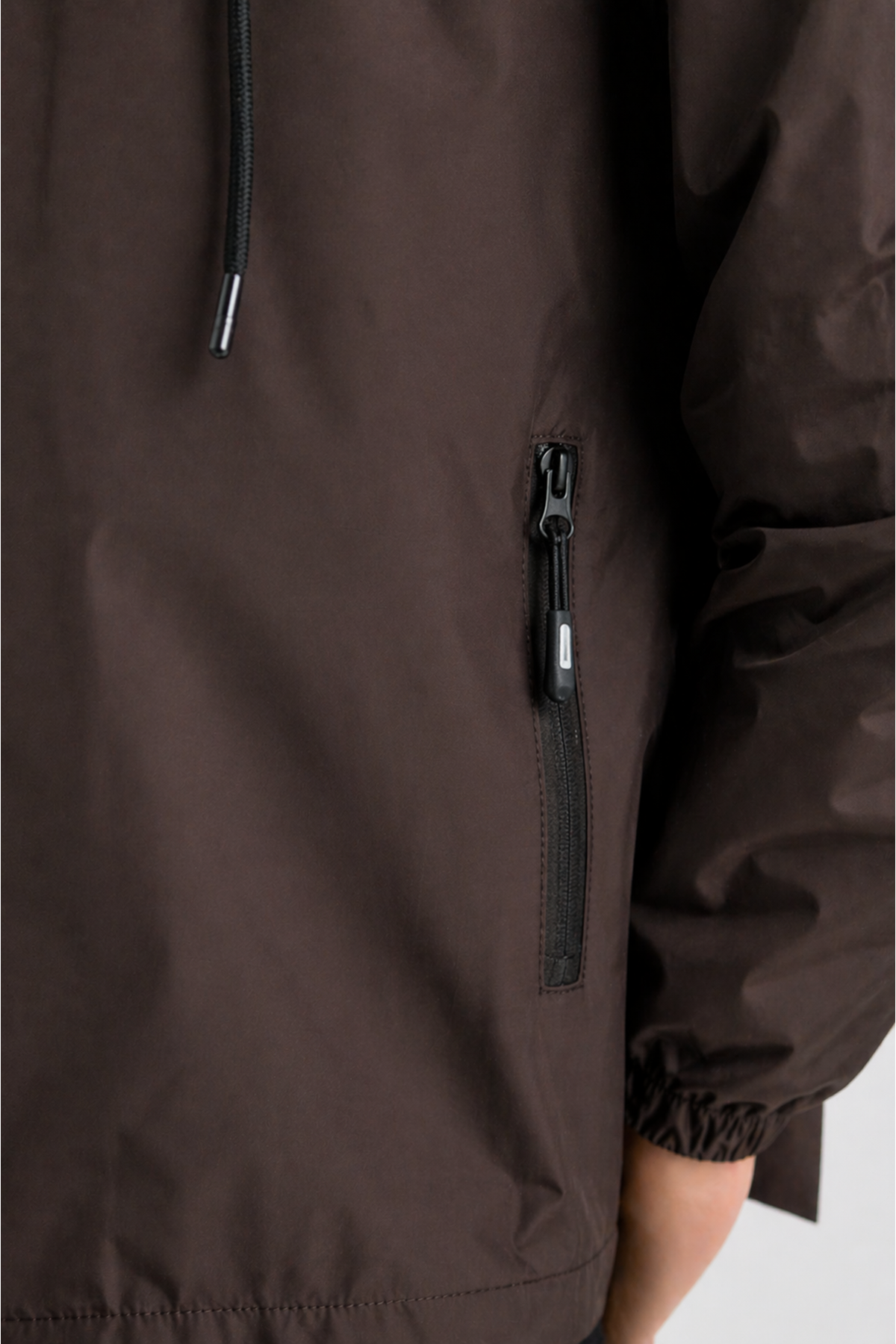 Kadın Astarlı Kapşonlu Kahve Rüzgarlık & Yağmurluk