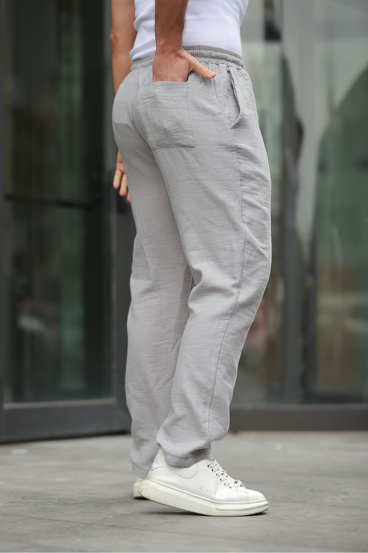 Keten Bağcıklı Jogger Pantolon