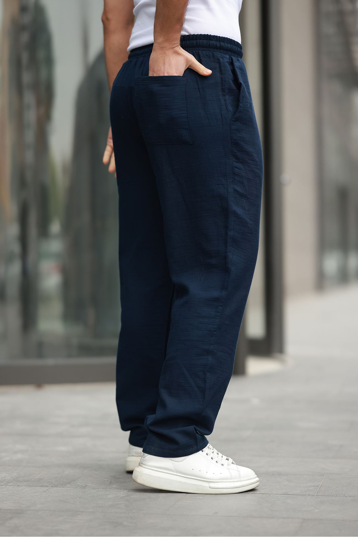 Keten Bağcıklı Jogger Pantolon