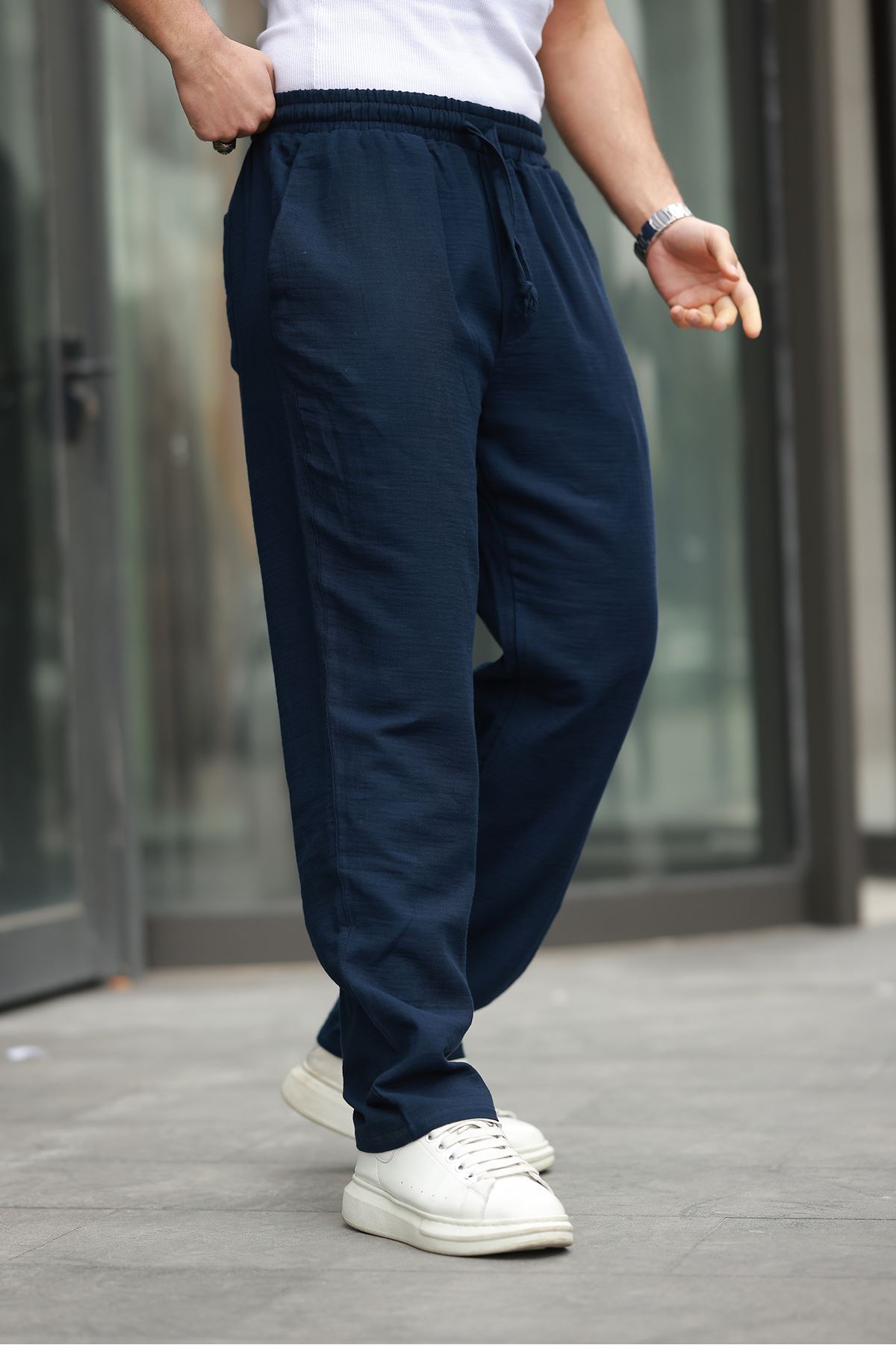 Keten Bağcıklı Jogger Pantolon