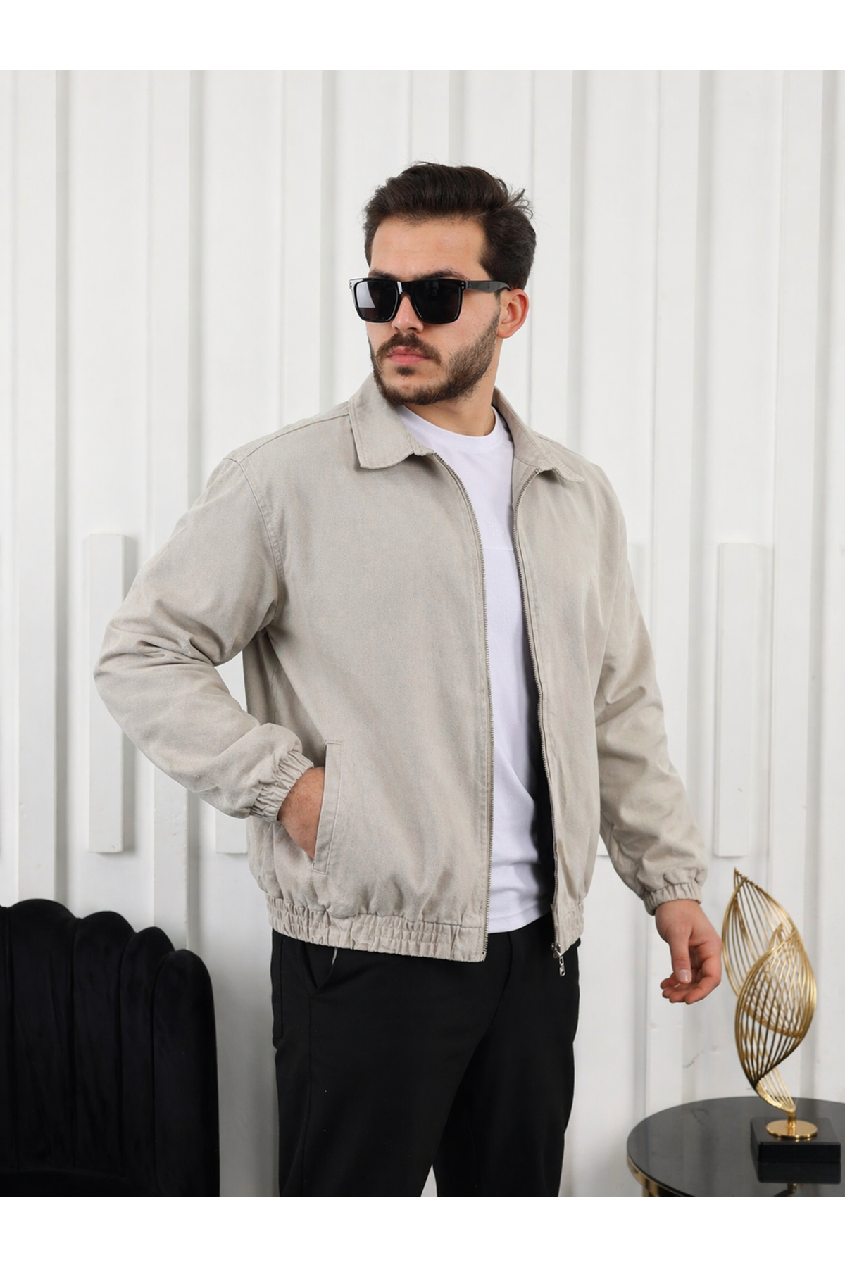 Erkek Mevsimlik Premium Vizon Oversize Bomber Ceket