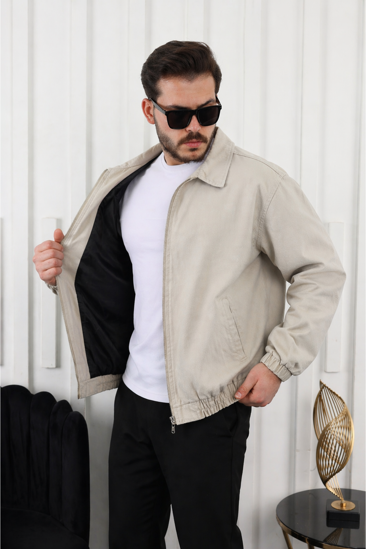 Erkek Mevsimlik Premium Vizon Oversize Bomber Ceket