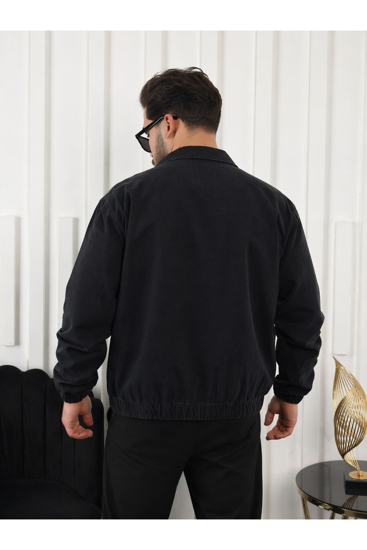 Erkek Mevsimlik Premium Siyah Oversize Bomber Ceket