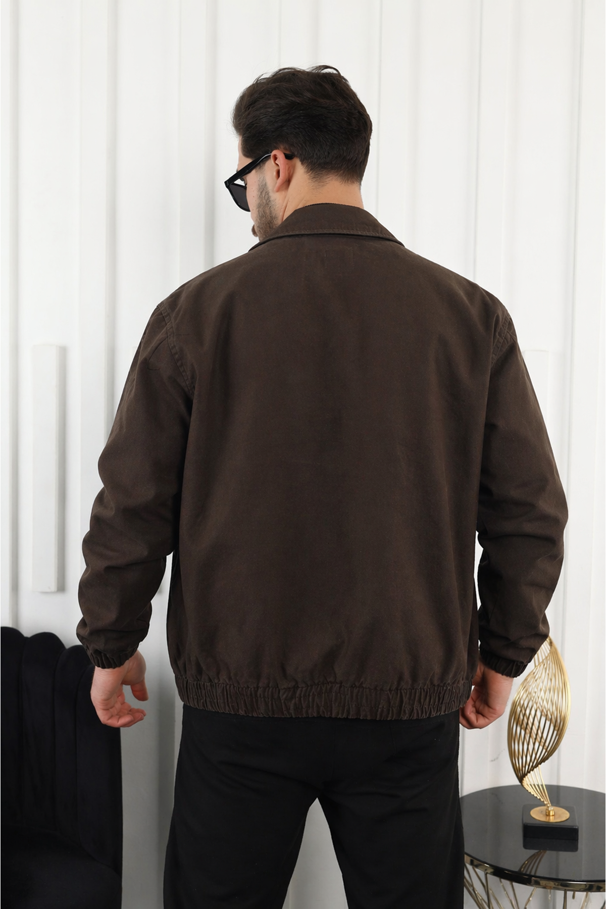 Erkek Mevsimlik Premium Kahve Oversize Bomber Ceket