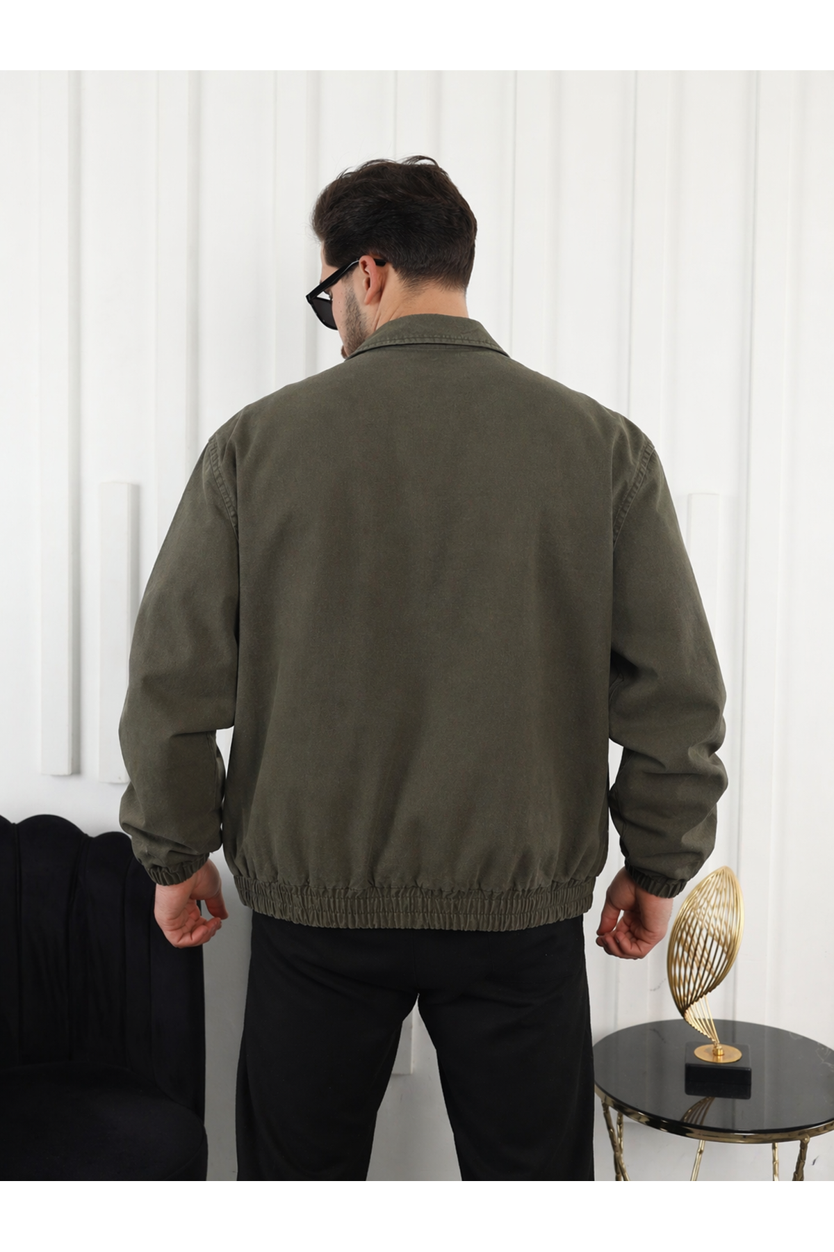 Erkek Mevsimlik Premium Haki Oversize Bomber Ceket