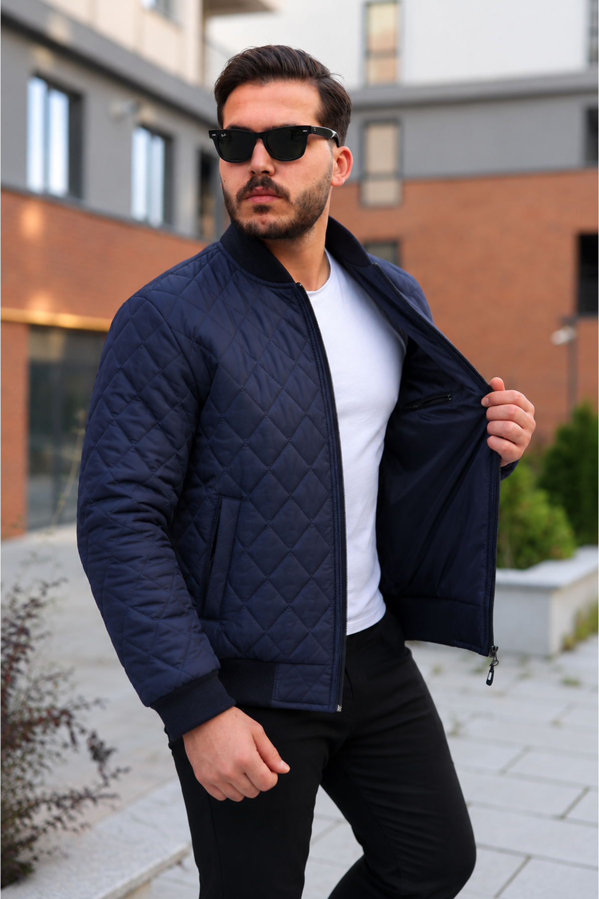 Erkek Premium Comfort Kapitone Lacivert Kışlık Mont