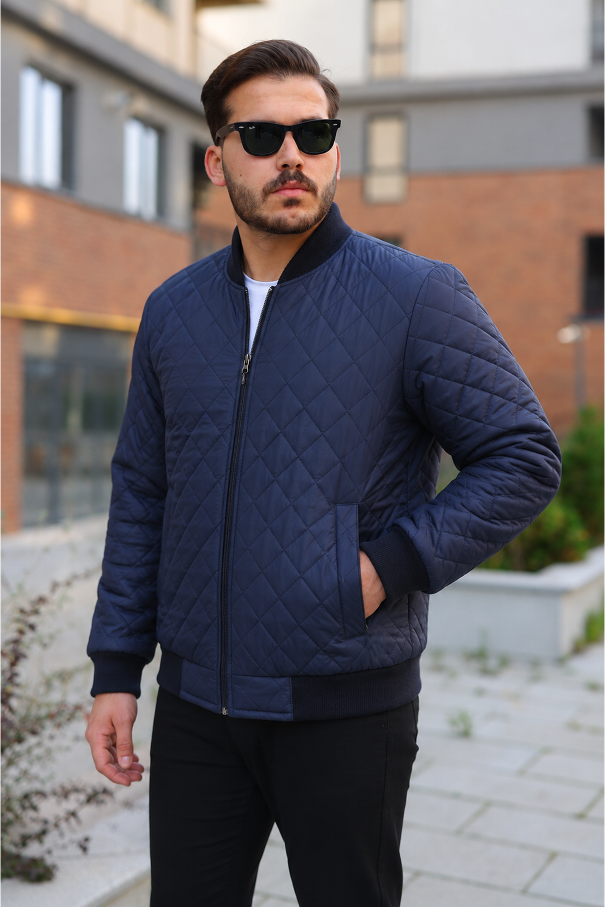 Erkek Premium Comfort Kapitone Lacivert Kışlık Mont