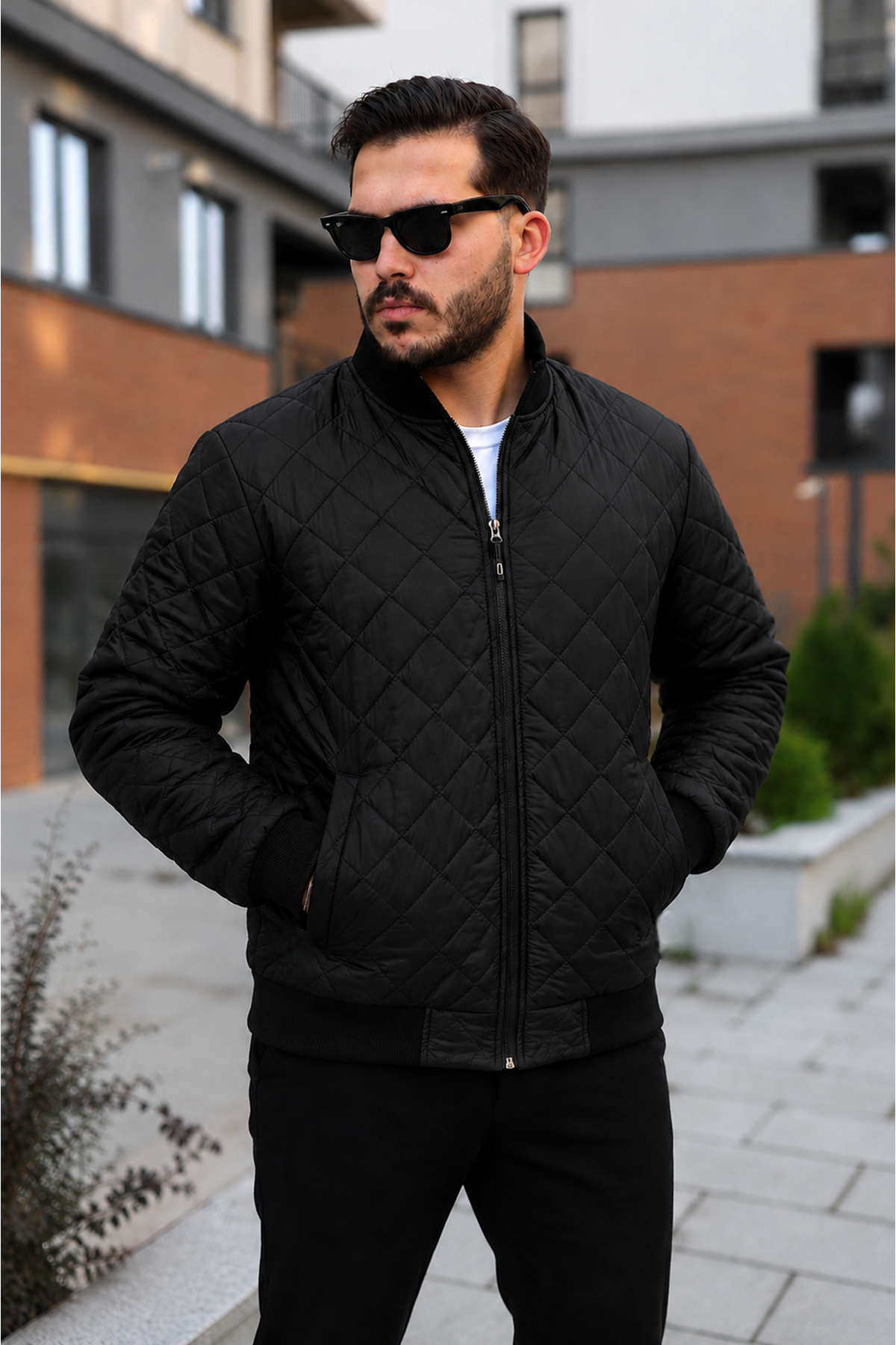 Erkek Premium Comfort Kapitone Siyah Kışlık Mont