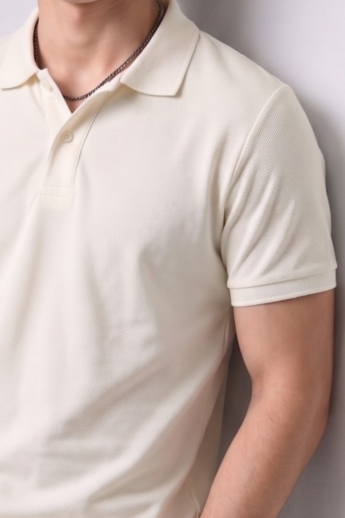 Erkek Günlük Kısa Kollu Basic Ekru Polo Yaka Tişört