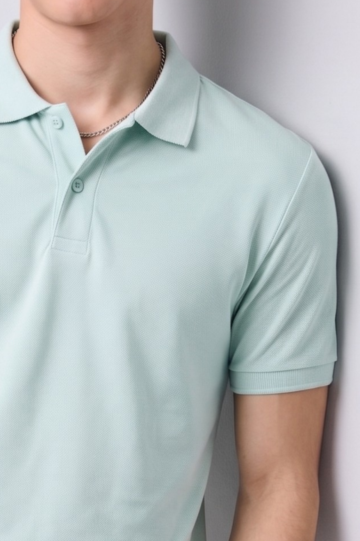 Erkek Günlük Kısa Kollu Basic Mint Polo Yaka Tişört
