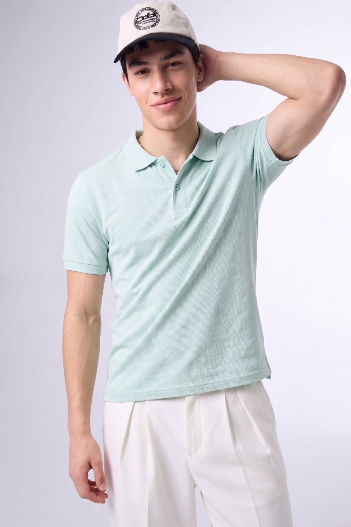 Erkek Günlük Kısa Kollu Basic Mint Polo Yaka Tişört