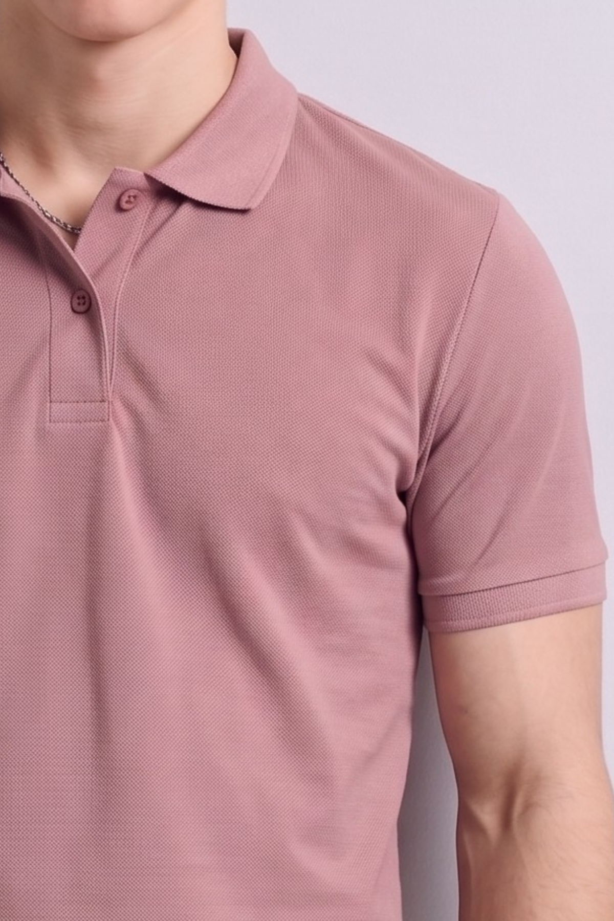 Erkek Günlük Kısa Kollu Basic Pudra Polo Yaka Tişört