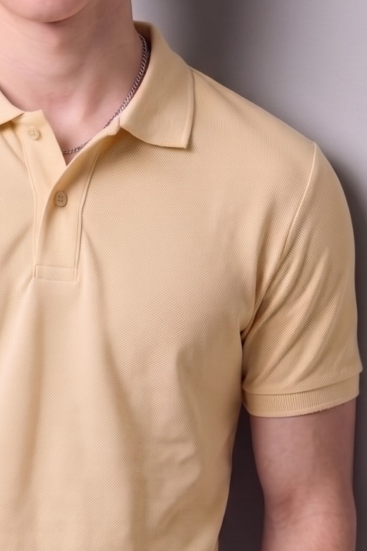 Erkek Günlük Kısa Kollu Basic Krem Polo Yaka Tişört