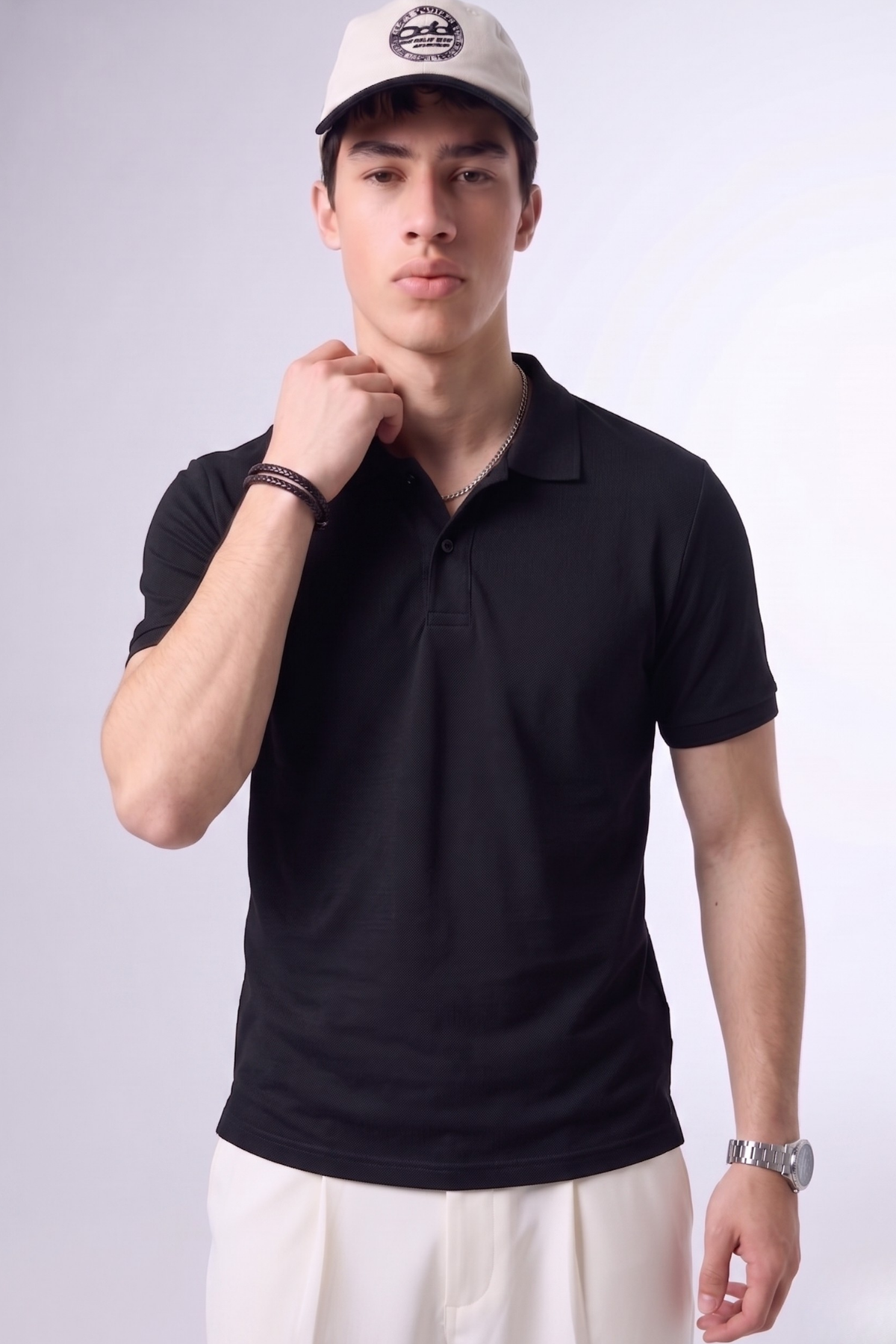 Erkek Günlük Kısa Kollu Basic Siyah Polo Yaka Tişört
