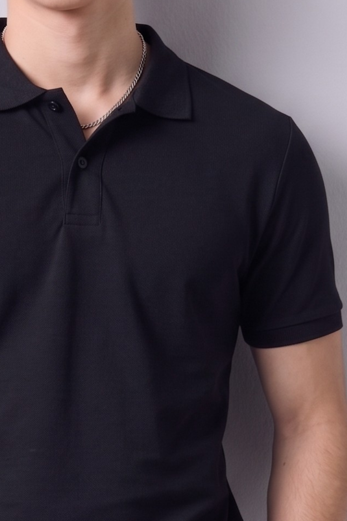Erkek Günlük Kısa Kollu Basic Siyah Polo Yaka Tişört