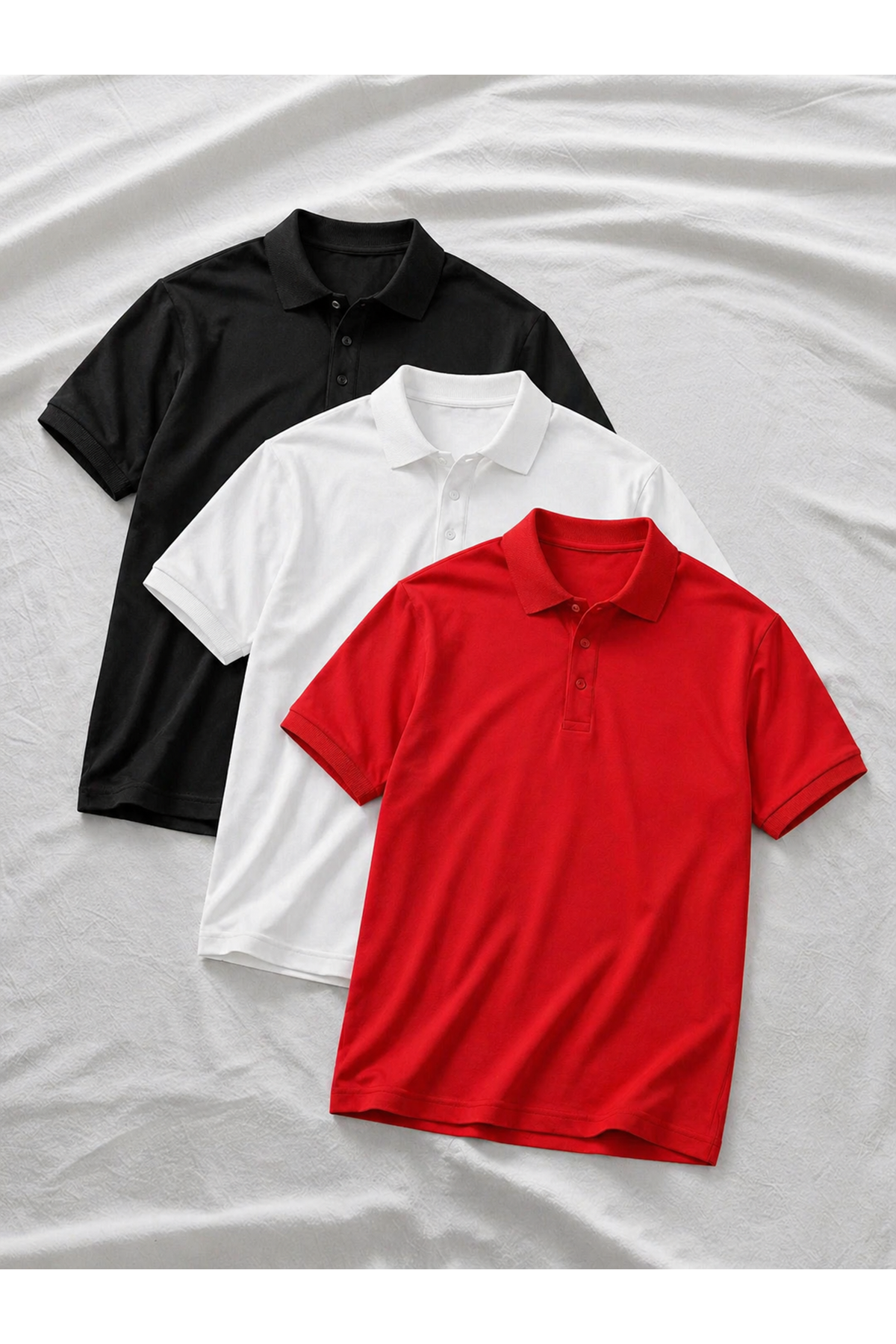 3 Adet Erkek Trend Kısa Kollu Basic Polo Yaka Tişört