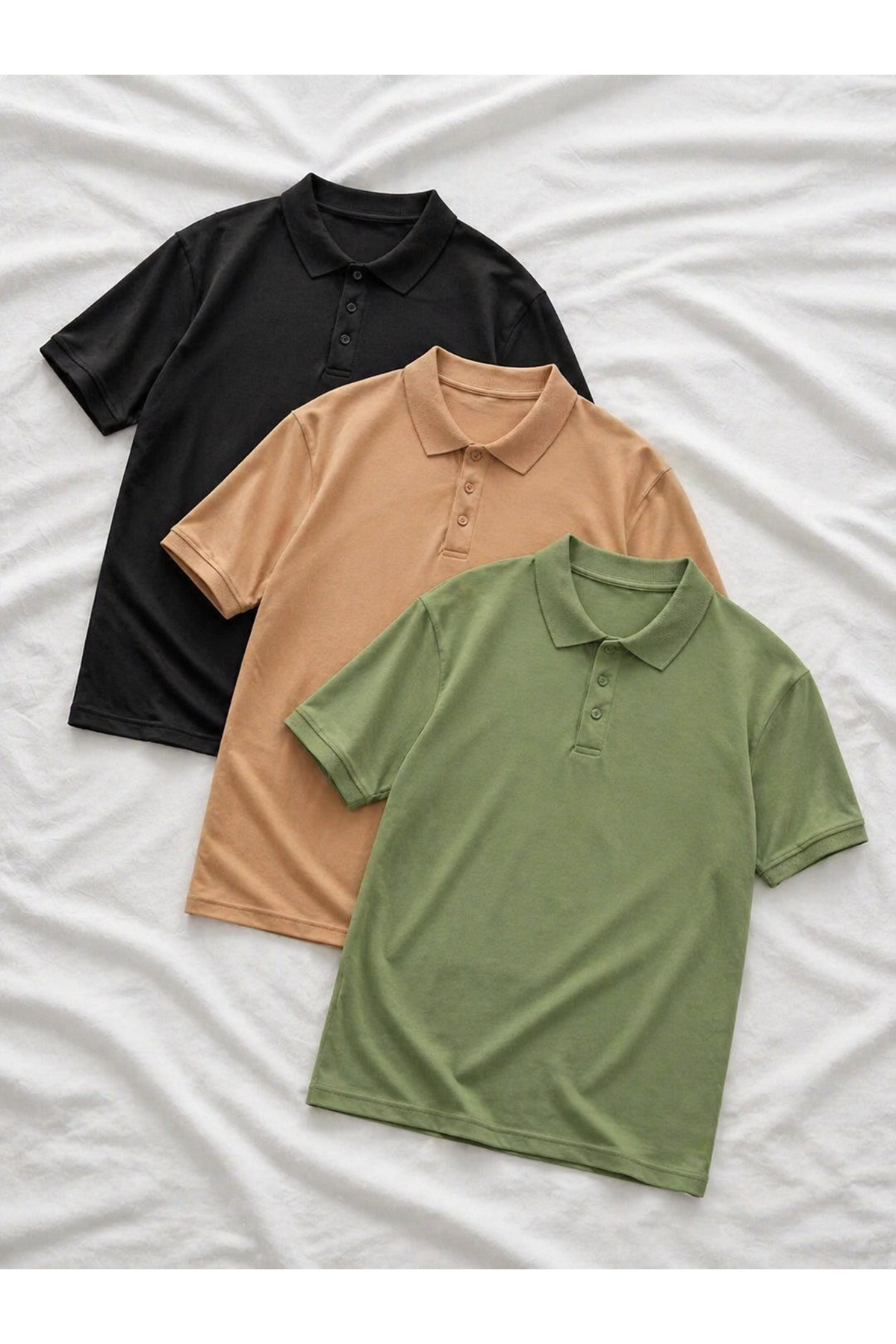 3 Adet Erkek Trend Kısa Kollu Basic Polo Yaka Tişört