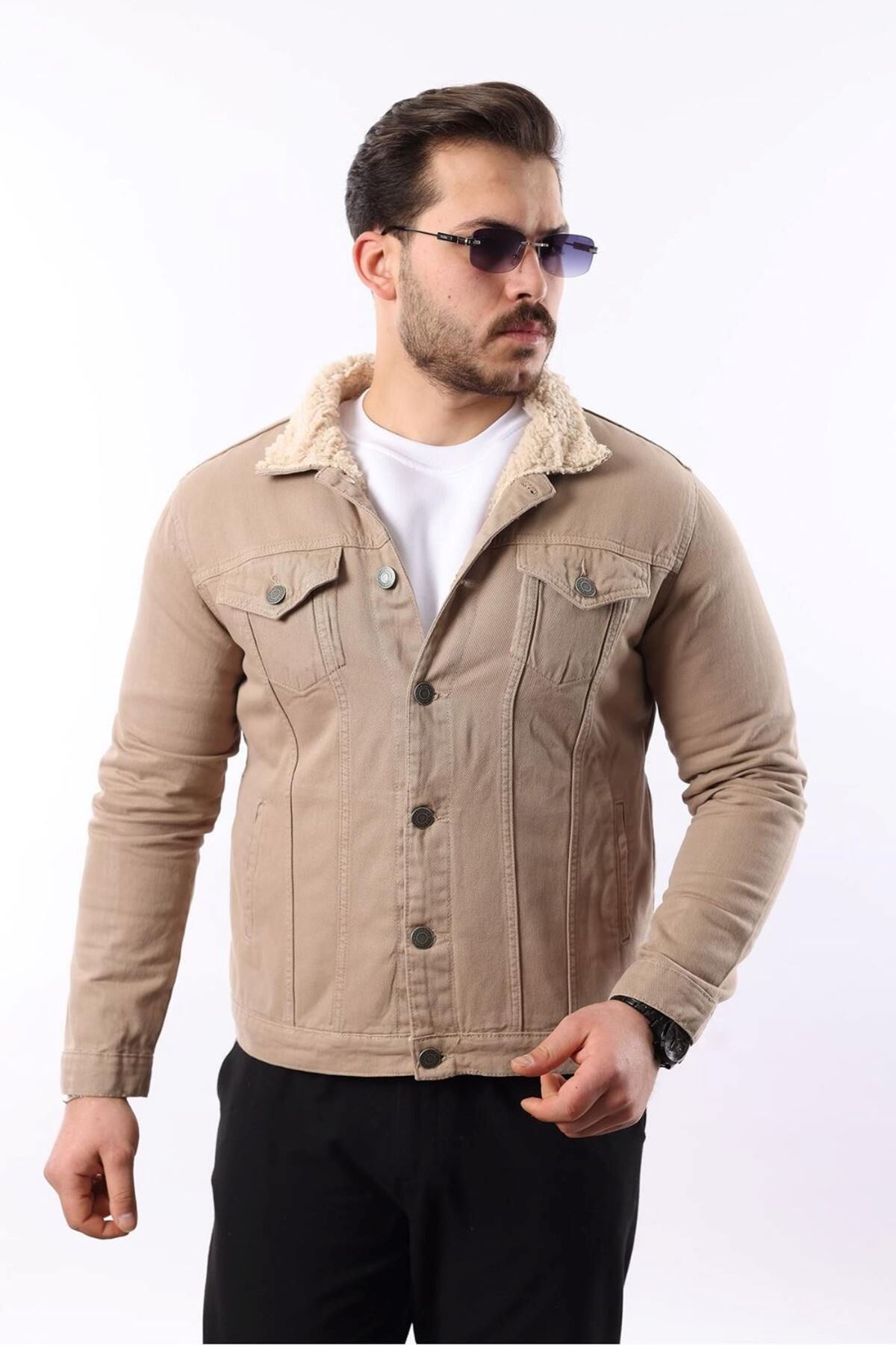 Erkek Trend Kışlık Içi Kürklü Toprak Kot Ceket
