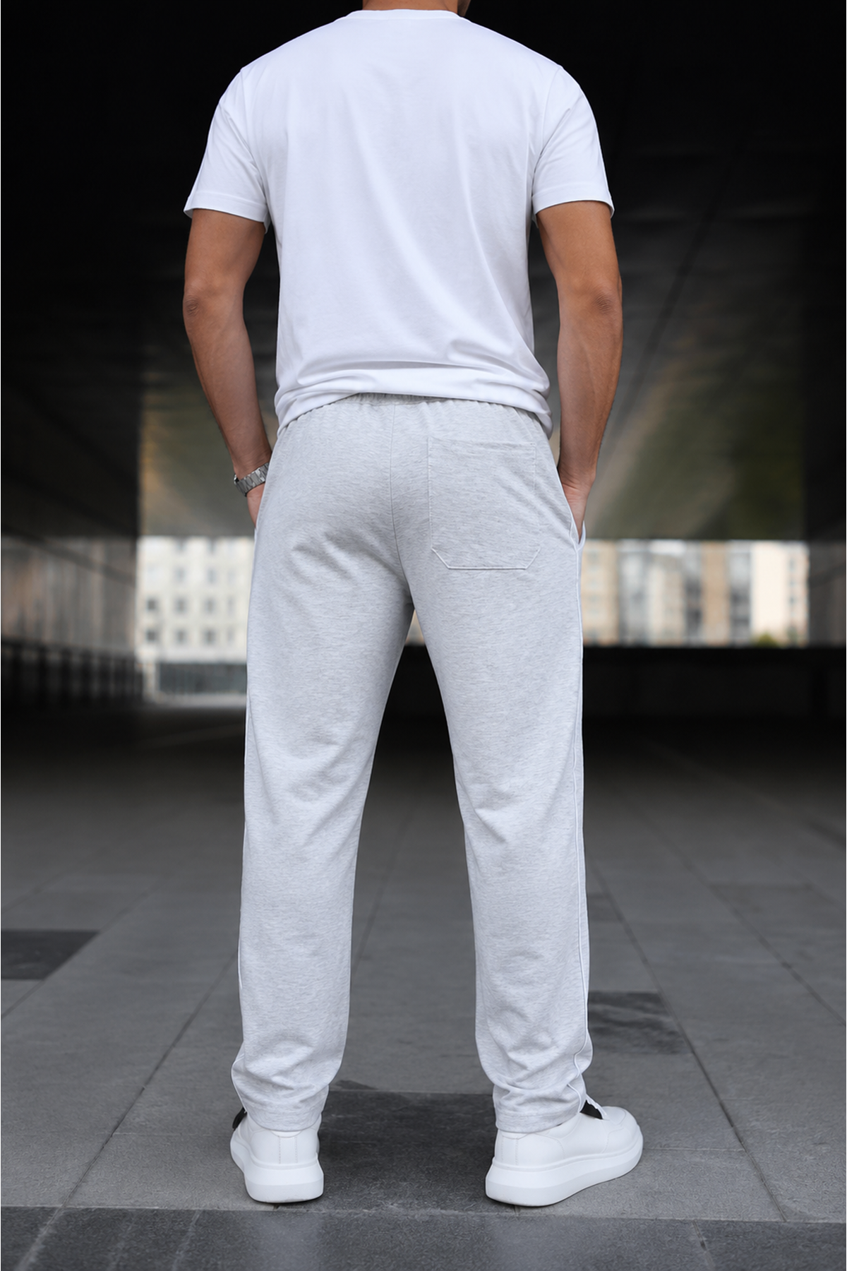 Erkek Yazı Baskılı Beli Lastikli Jogger A.Gri Eşofman Altı