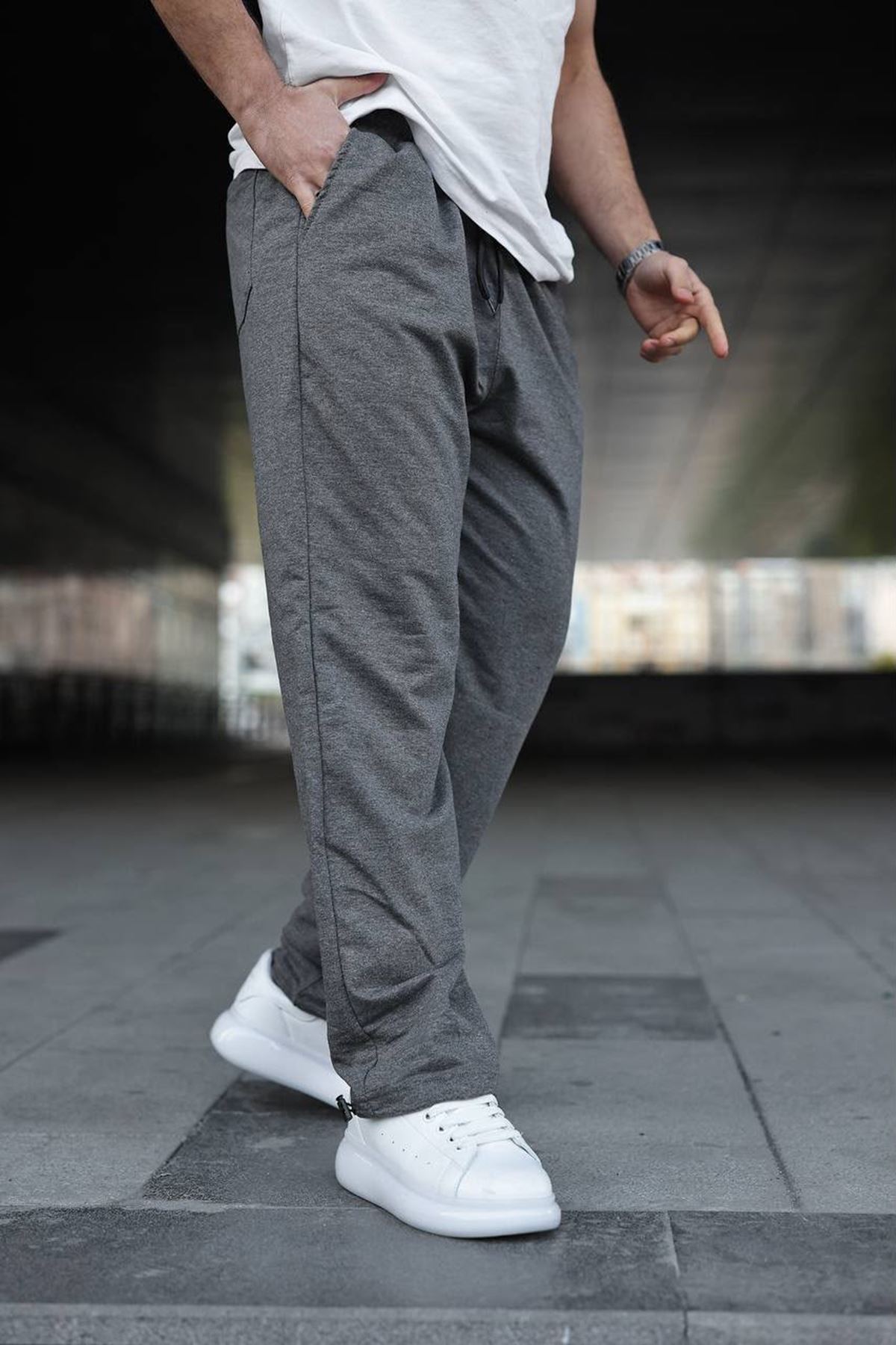 Erkek Trend Baskılı Jogger Füme Baggy Eşofman Altı