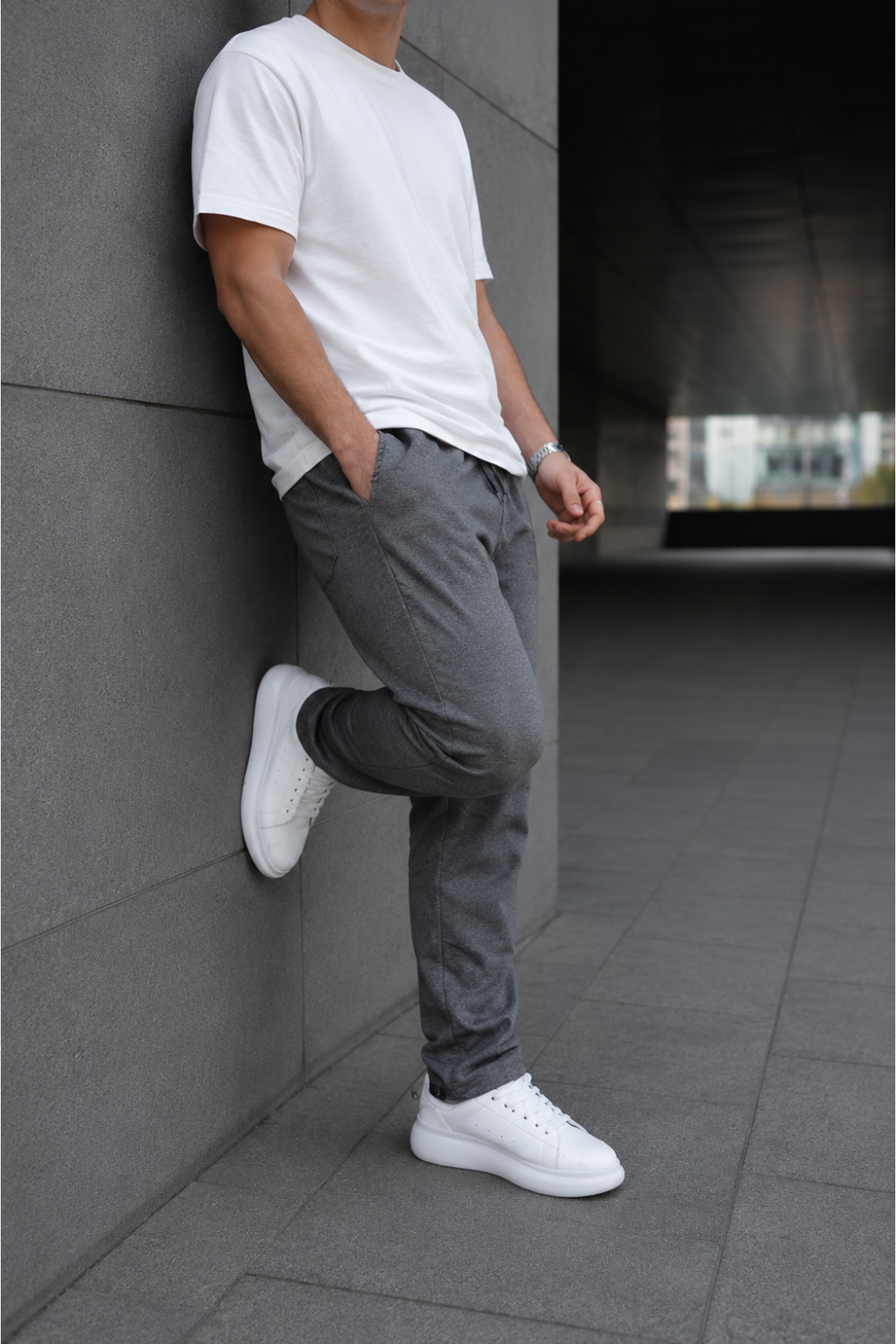 Erkek Trend Baskılı Jogger Füme Baggy Eşofman Altı