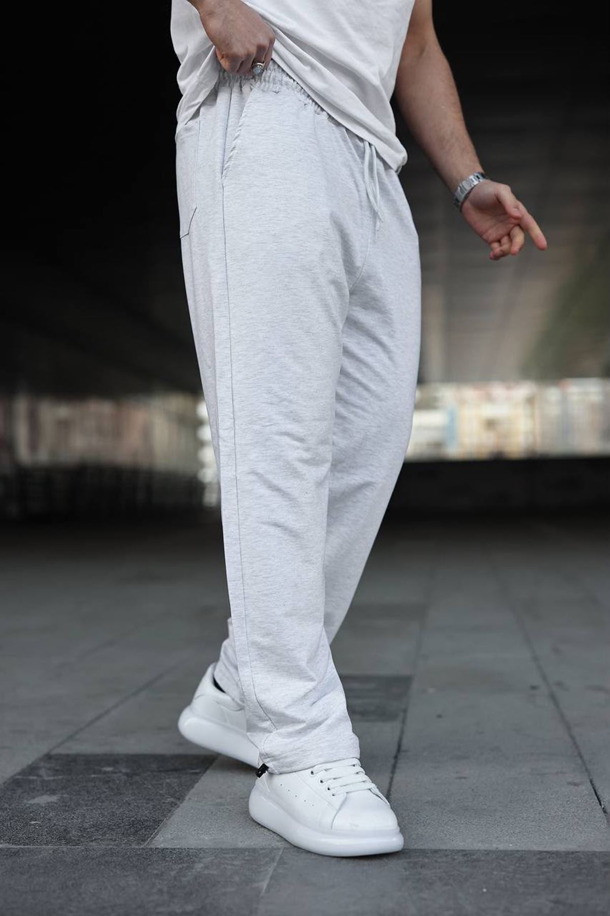 Erkek Trend Baskılı Jogger A.Gri Baggy Eşofman Altı