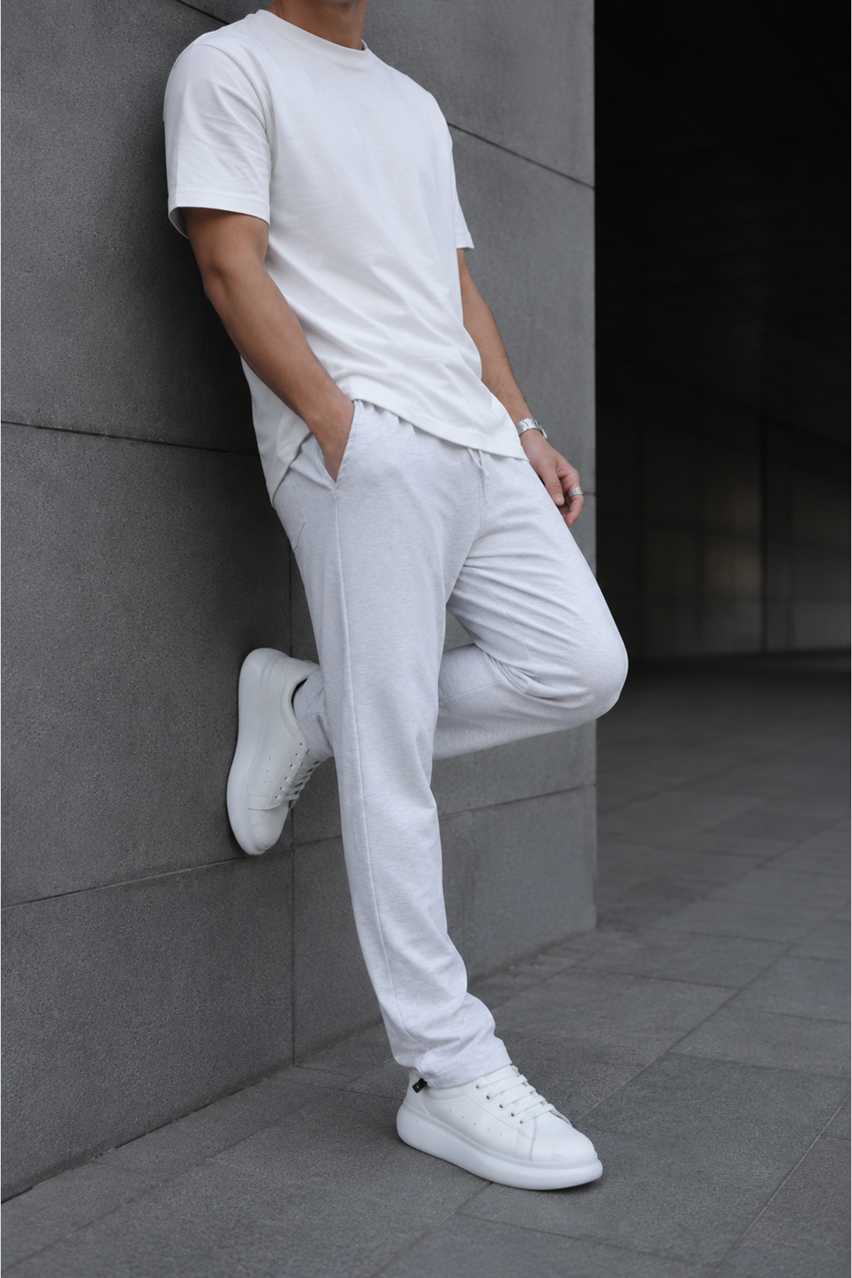Erkek Trend Baskılı Jogger A.Gri Baggy Eşofman Altı