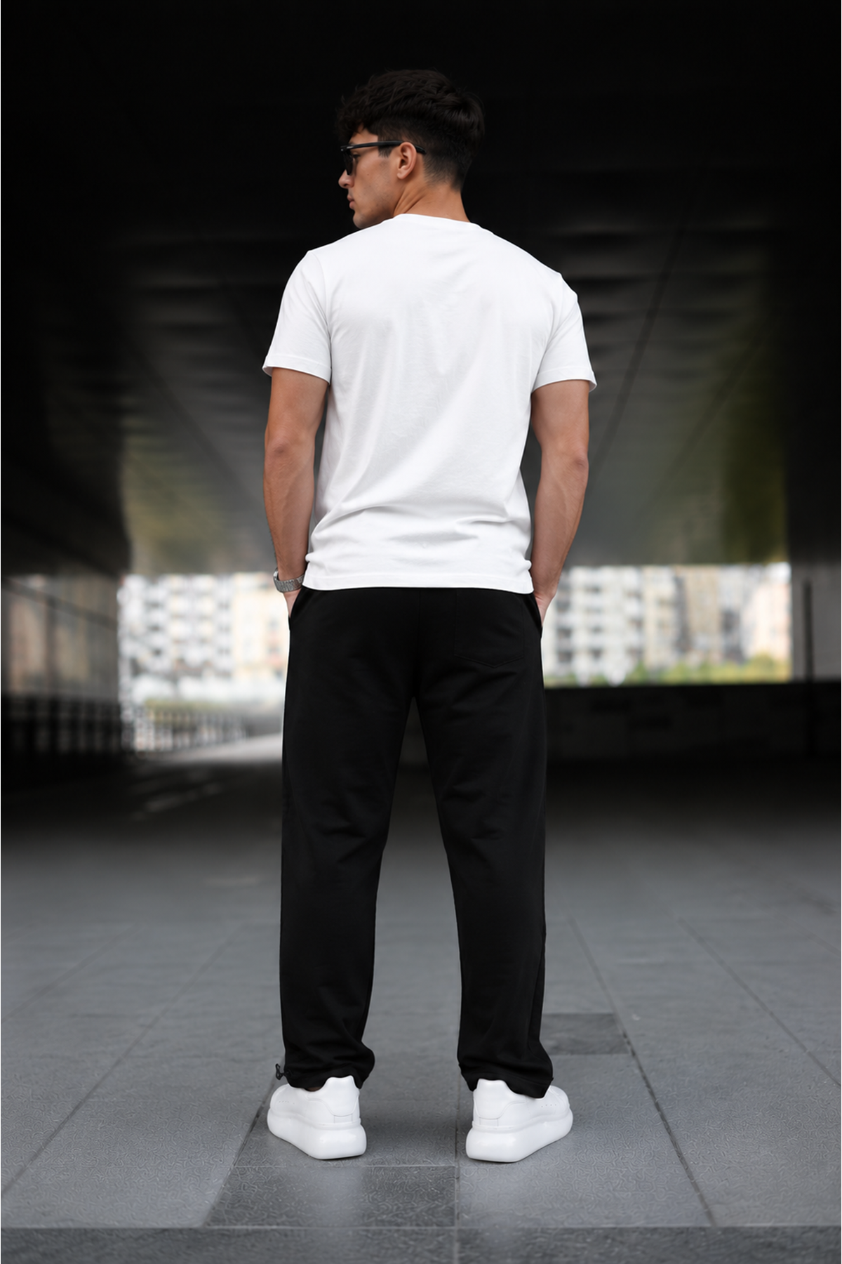 Erkek Trend Baskılı Jogger Siyah Baggy Eşofman Altı