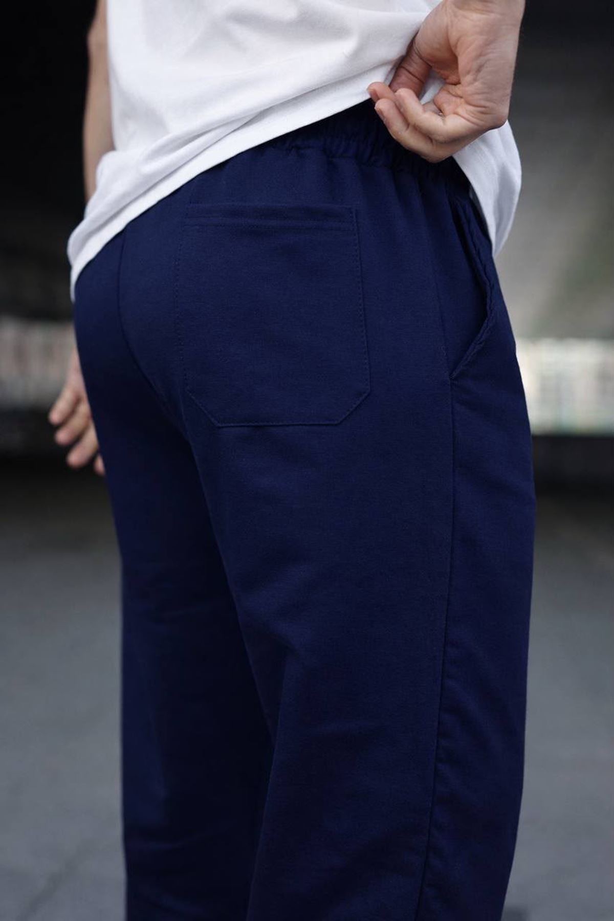 Erkek Trend Baskılı Jogger Lacivert Baggy Eşofman Altı